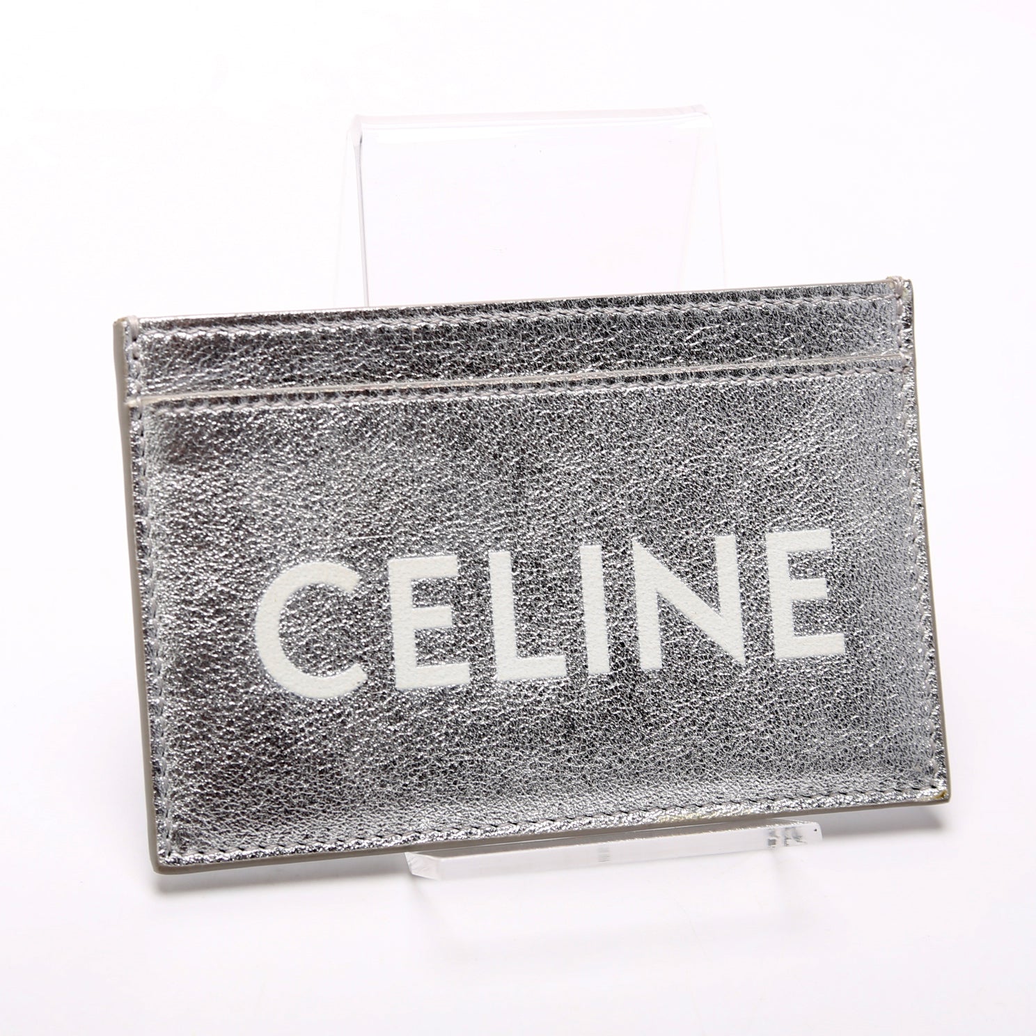 Logo Leather Card Holder Silver - Image 2