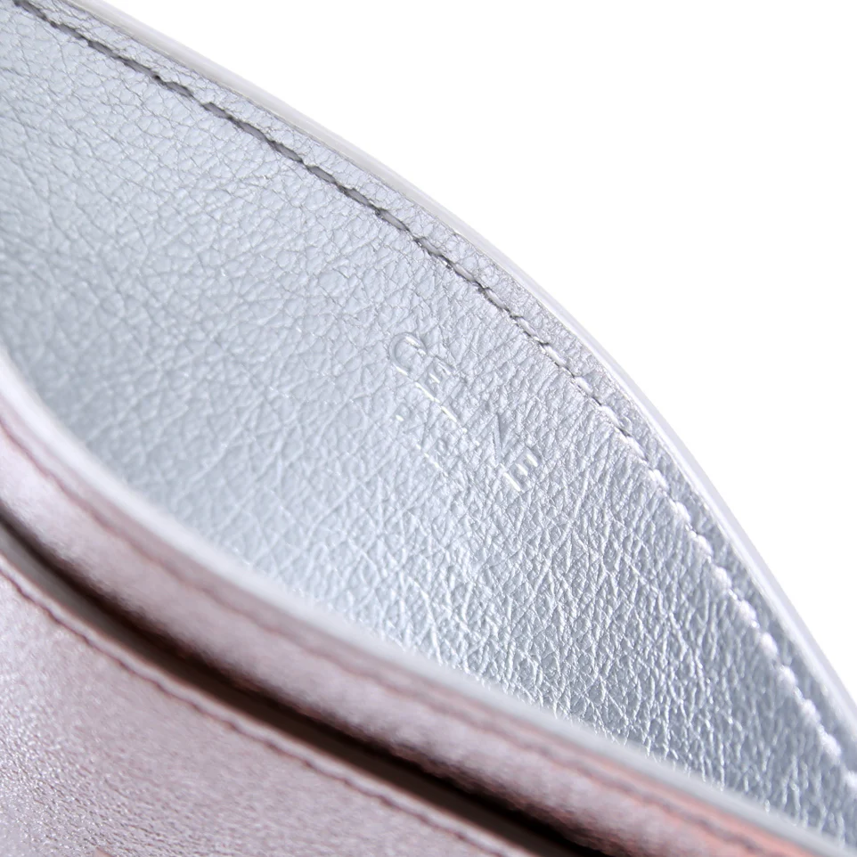 Logo Leather Card Holder Silver - Image 7