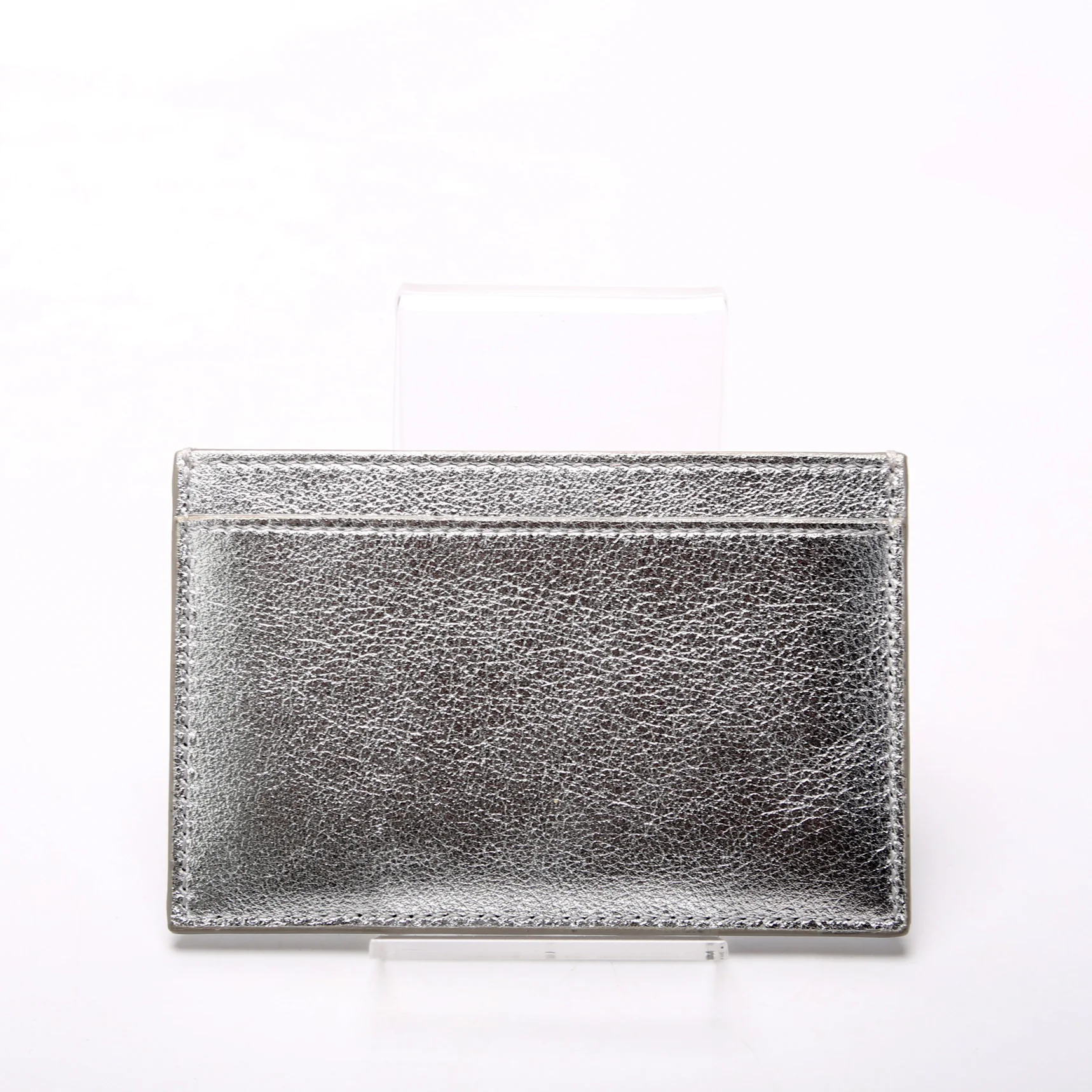 Logo Leather Card Holder Silver - Image 3