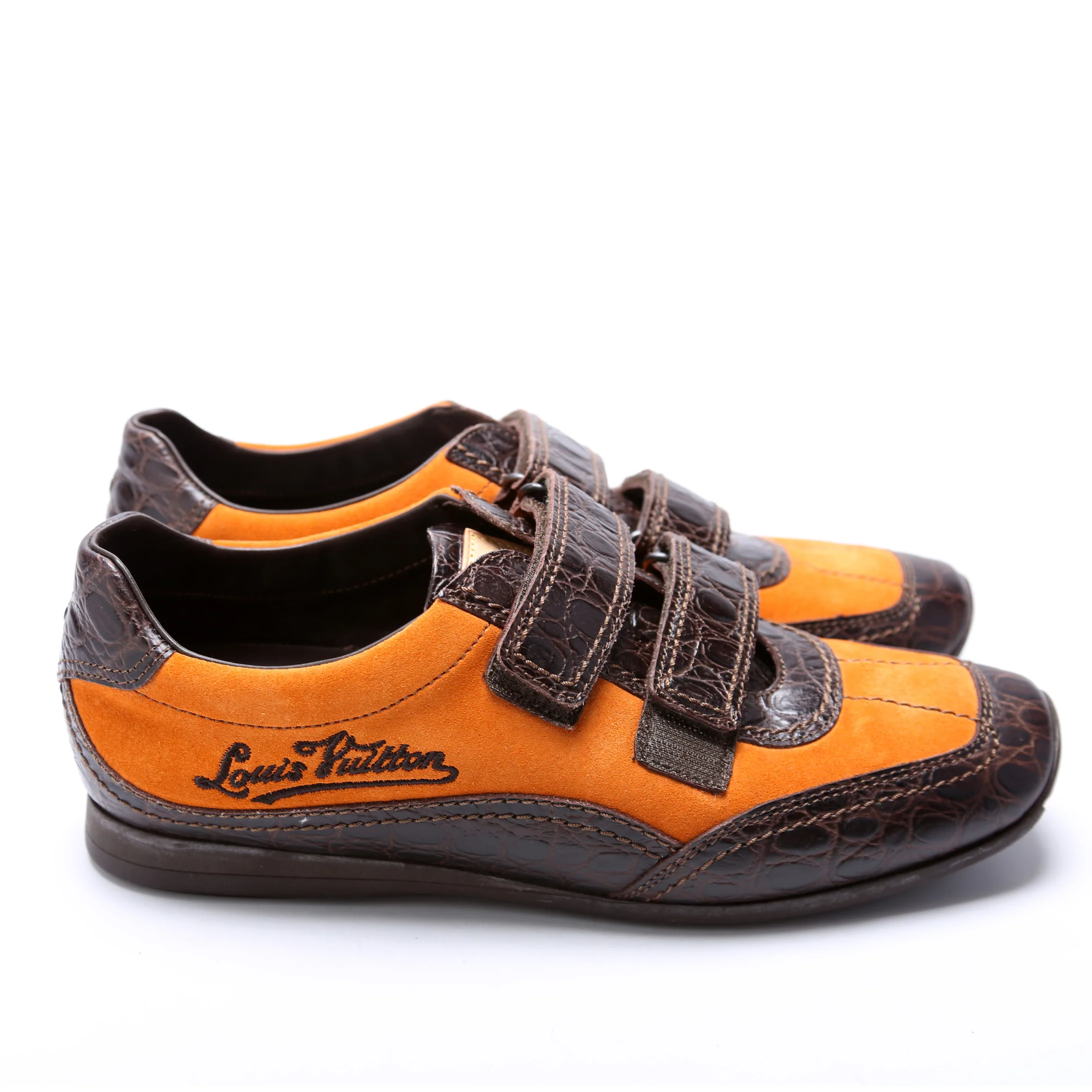 Logo Leather/Suede Velcro Sneakers Size 38.5 - Image 3