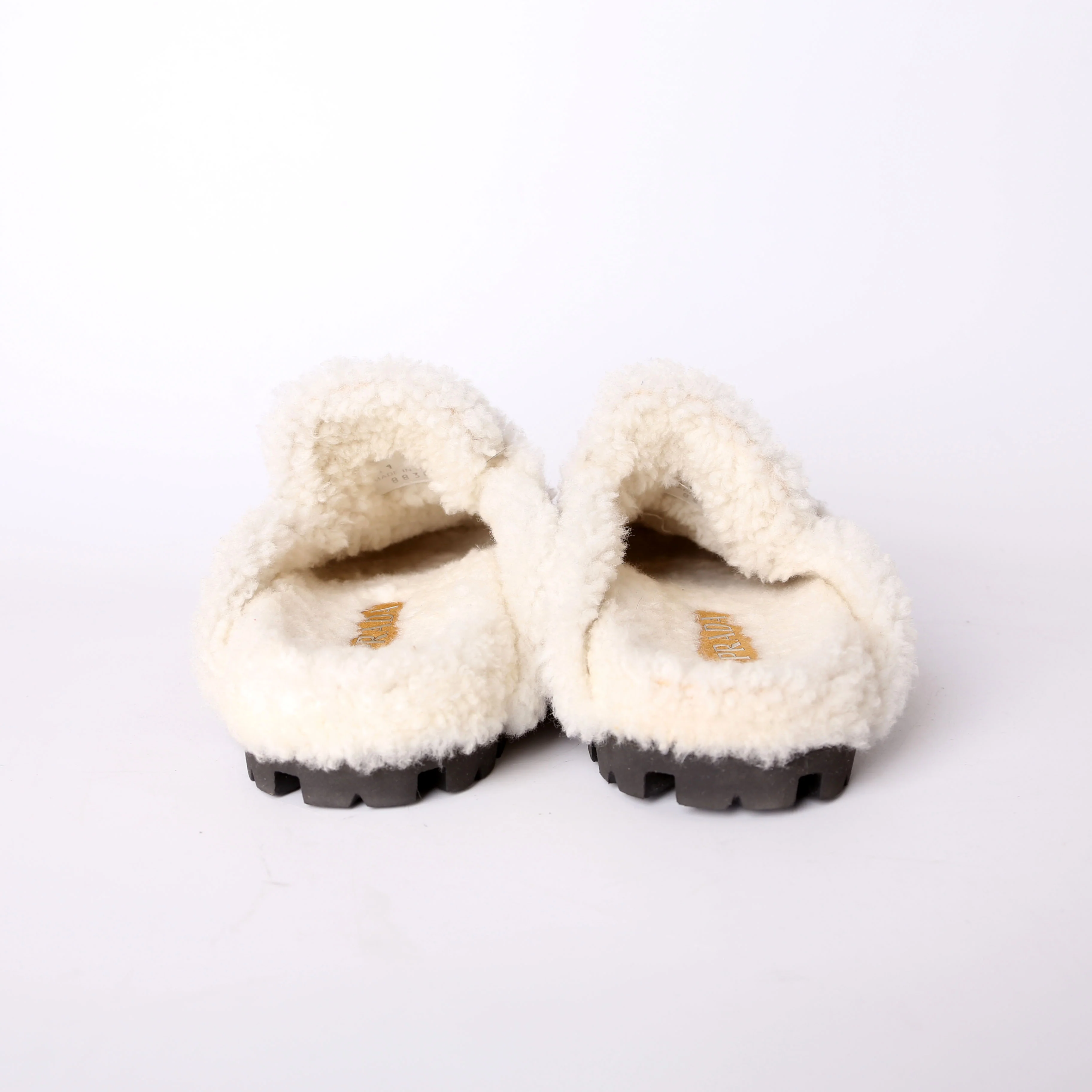 Logo Suede/Shearling Mules Size 37.5 - Image 4