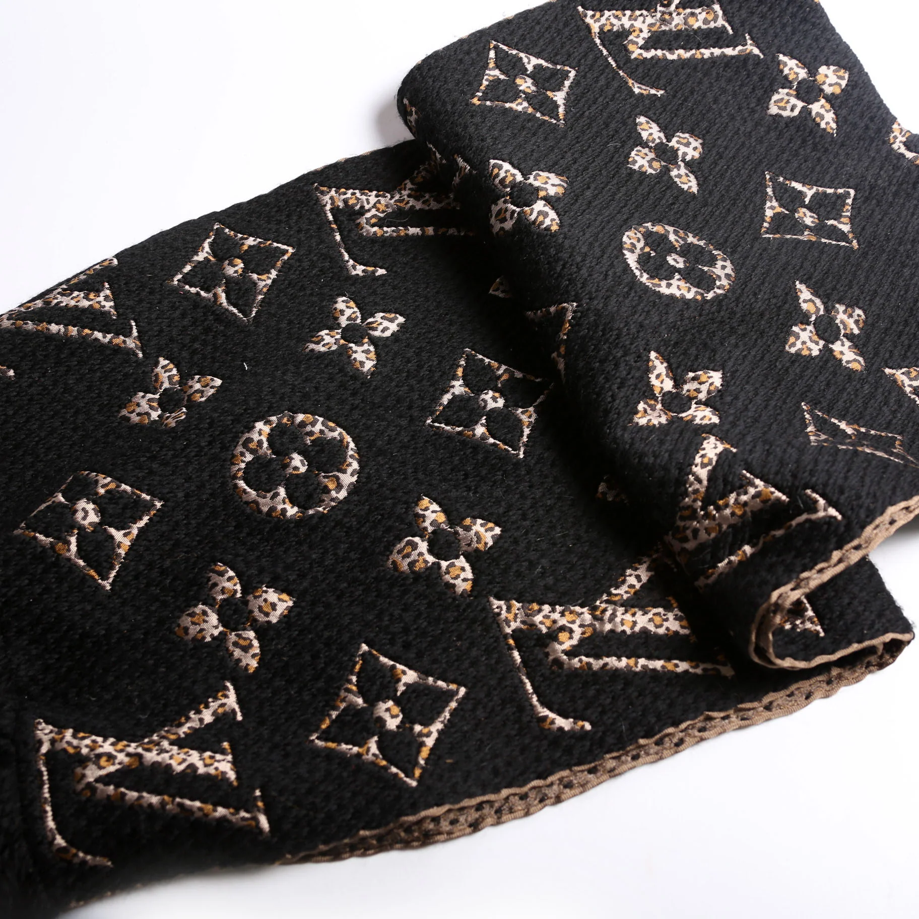 Logomania Wool/Silk Scarf Black/Brown - Image 2