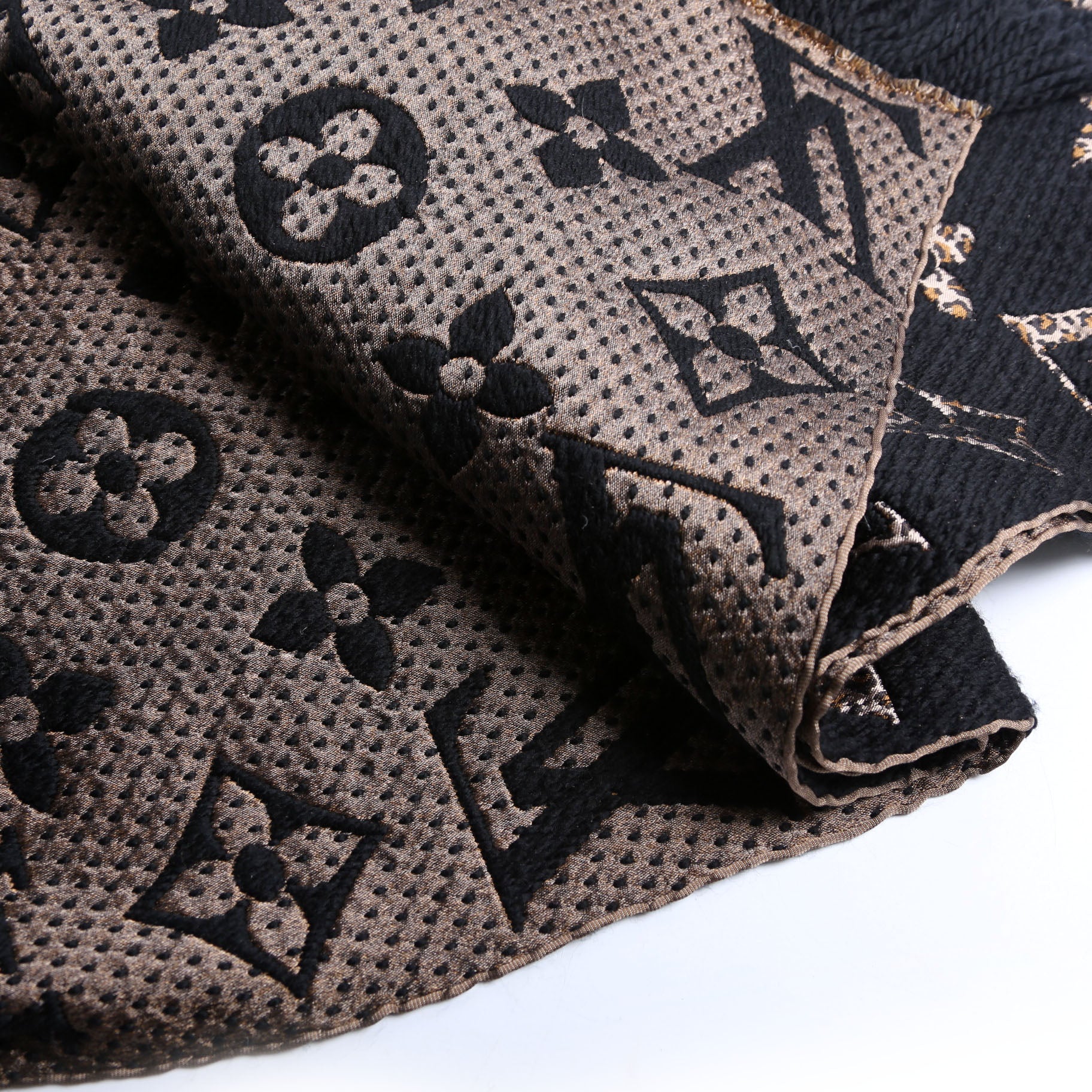 Logomania Wool/Silk Scarf Black/Brown - Image 3