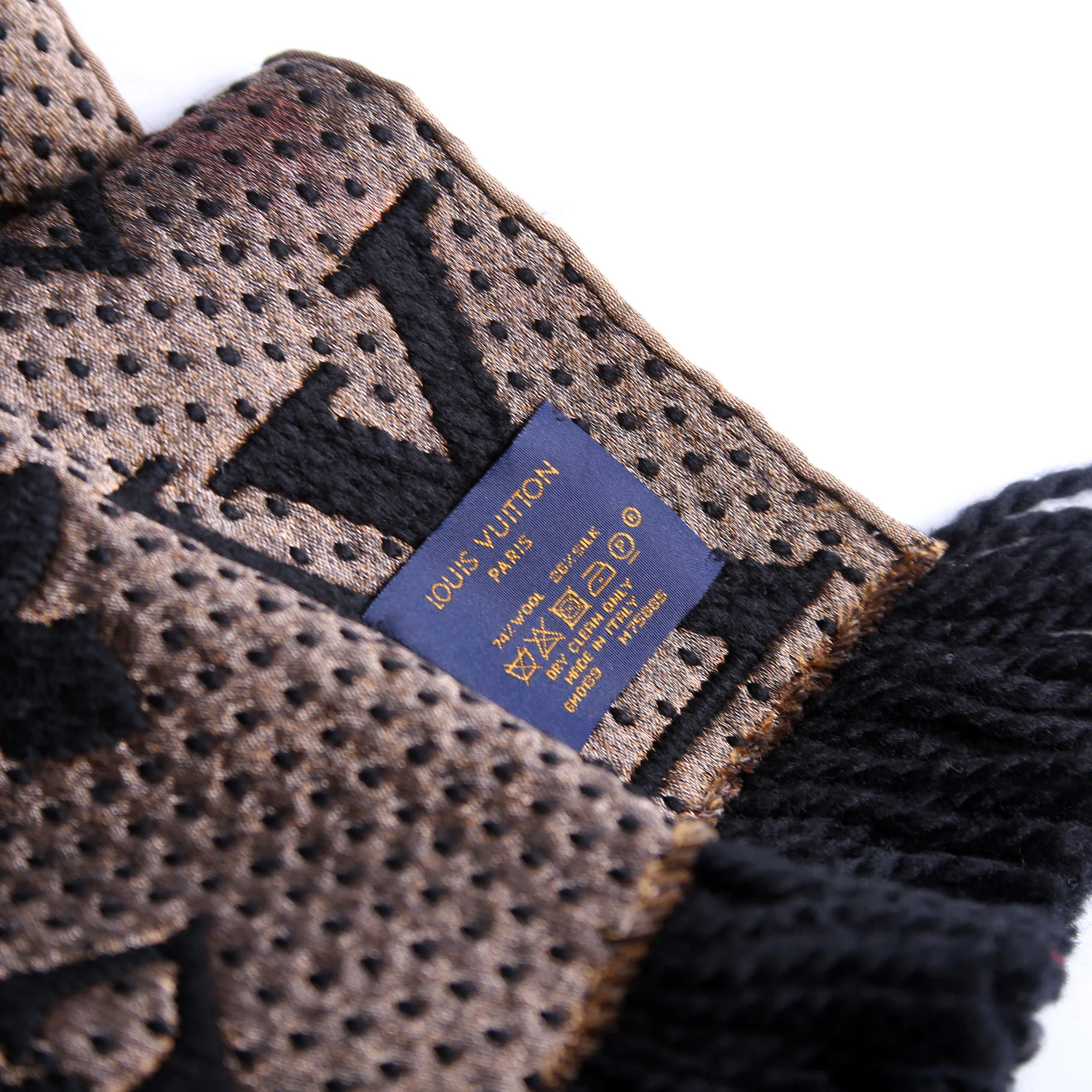 Logomania Wool/Silk Scarf Black/Brown - Image 4