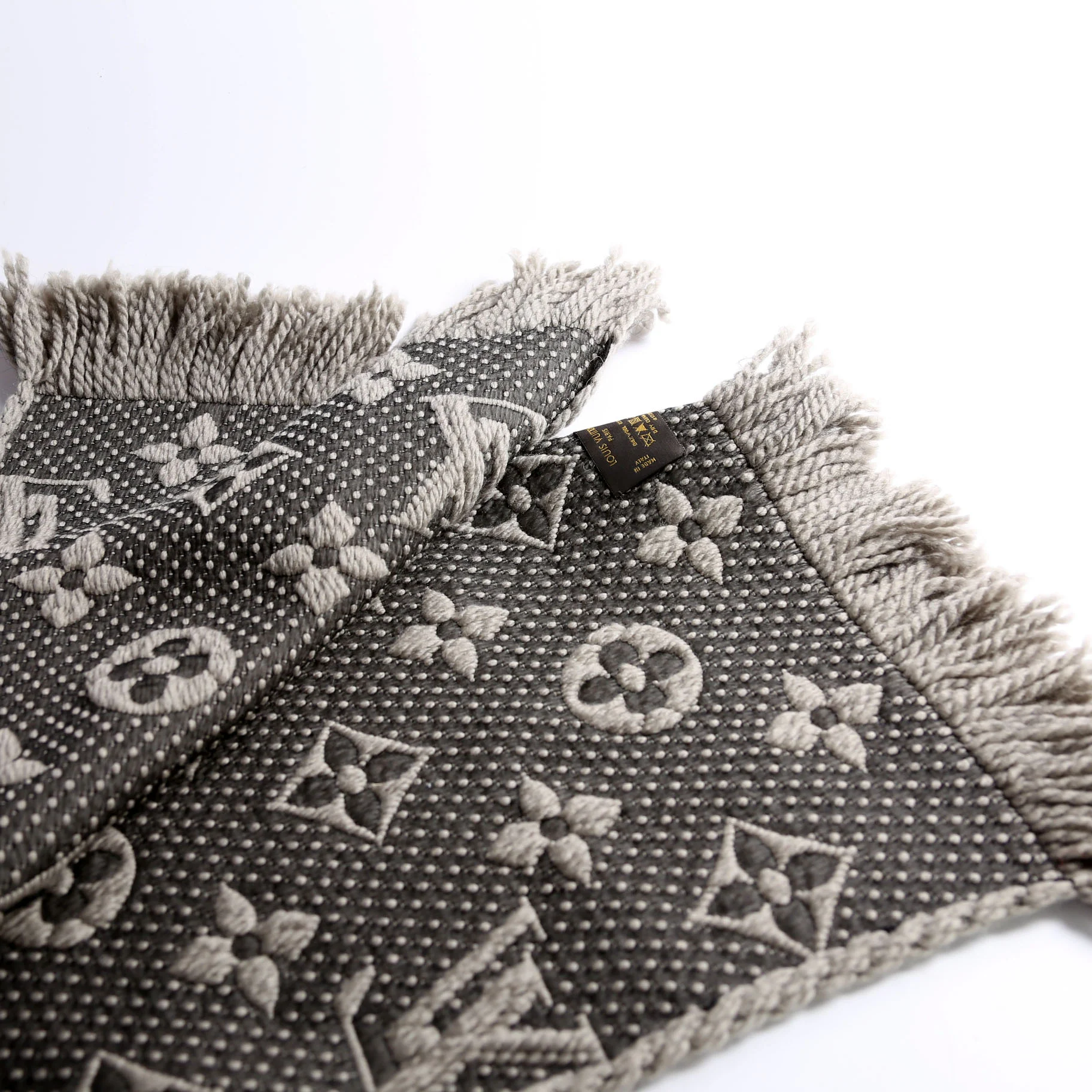 Logomania Wool/Silk Scarf Grey - Image 3