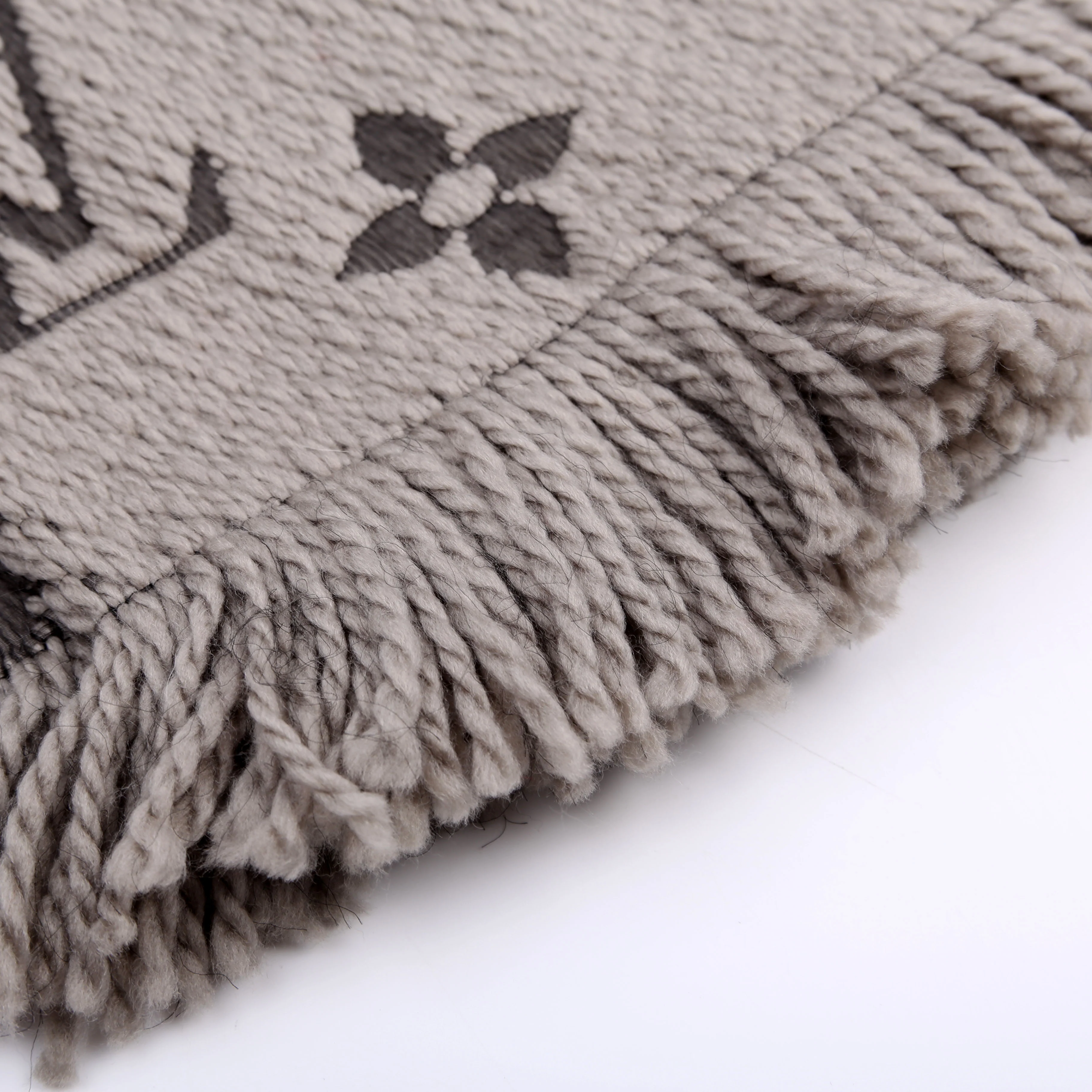 Logomania Wool/Silk Scarf Grey - Image 4