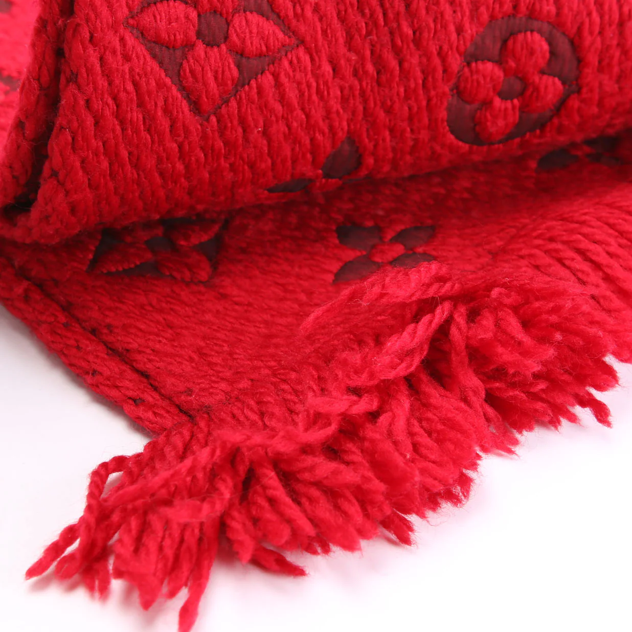 Logomania Wool/Silk Scarf Red - Image 5