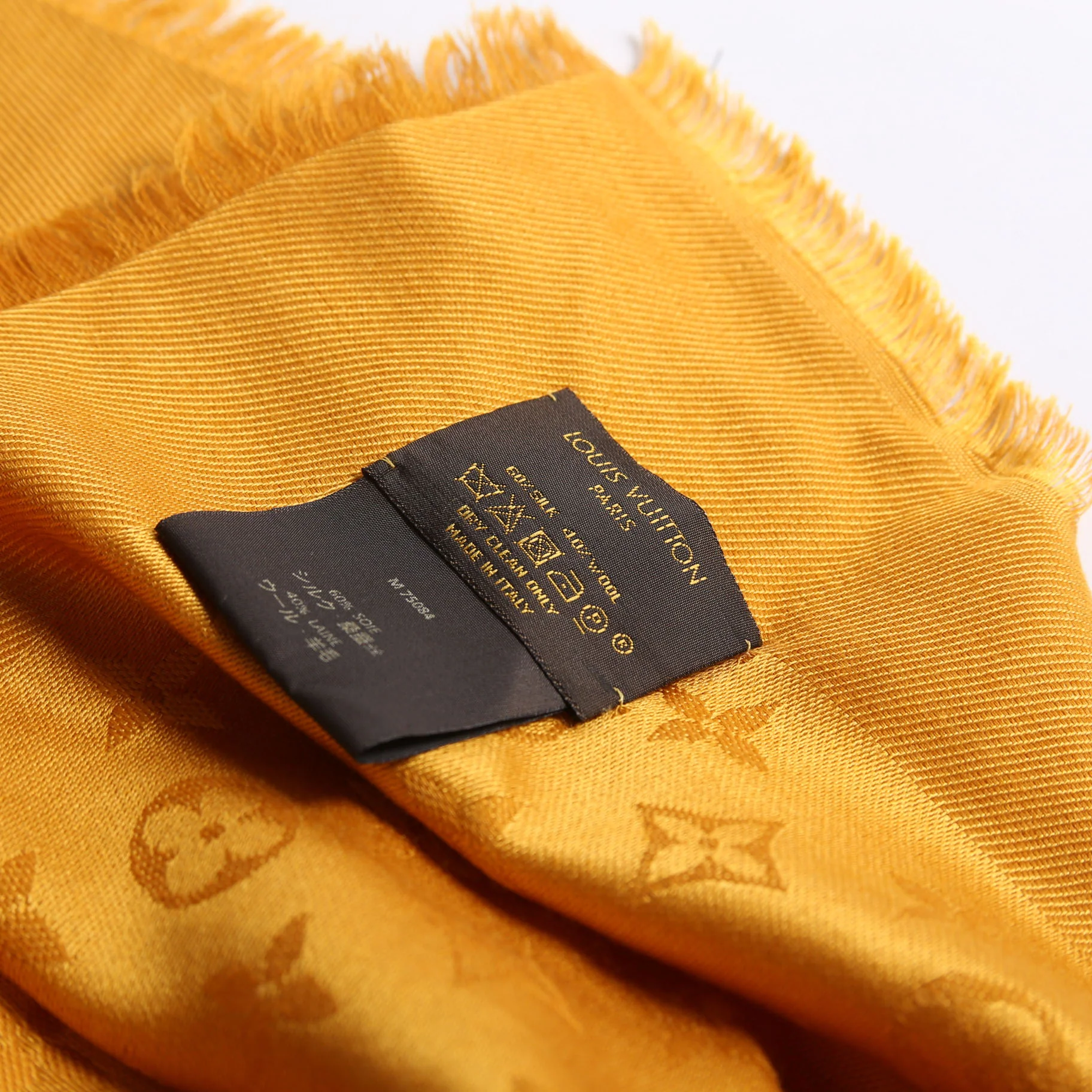 Logomania Wool/Silk Scarf Yellow - Image 4