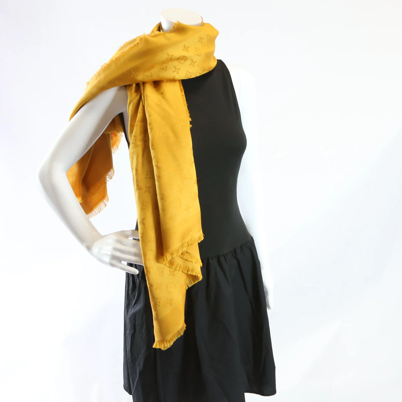 Logomania Wool/Silk Scarf Yellow - Image 5