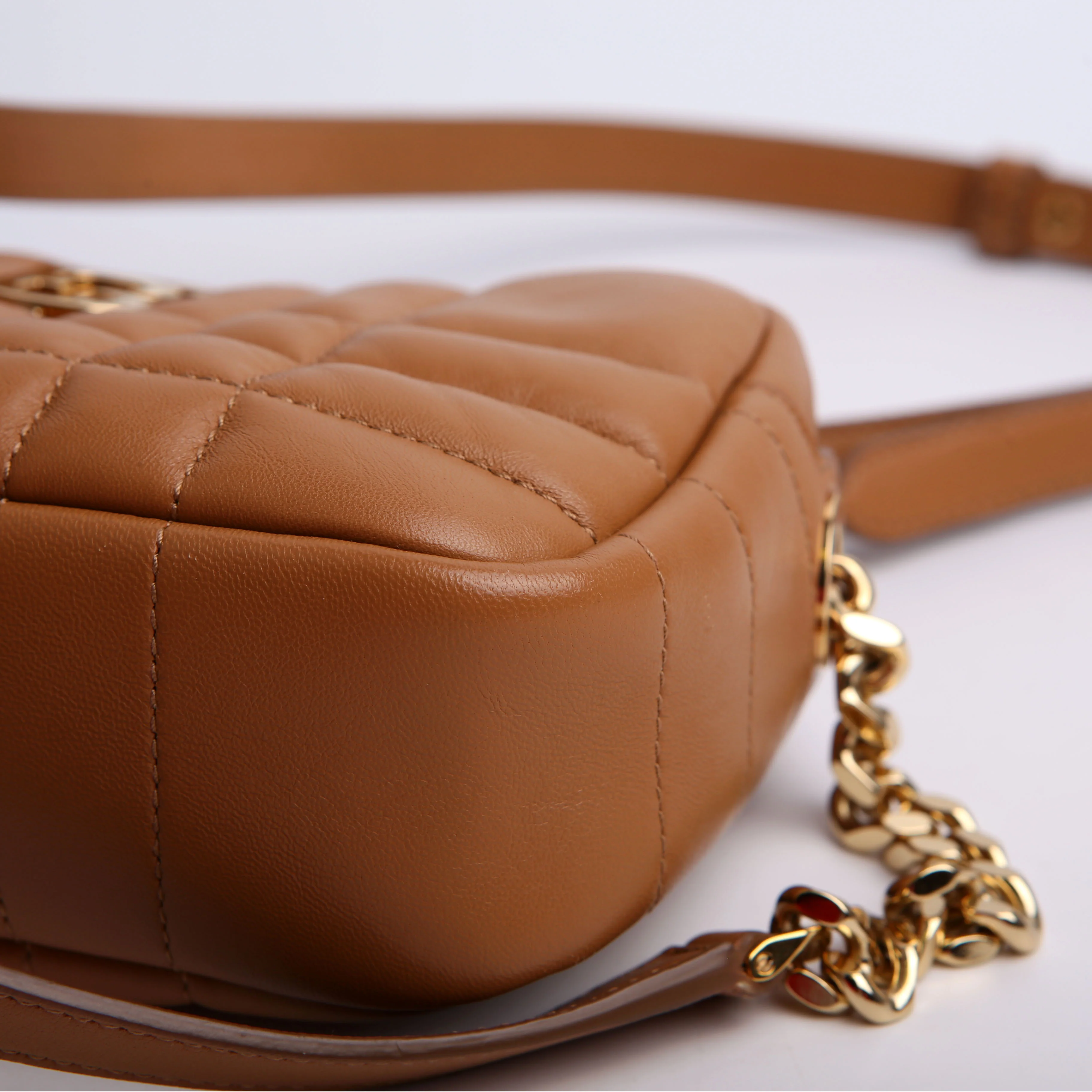 Lola Mini Camera Bag Quilted Leather Brown - Image 6