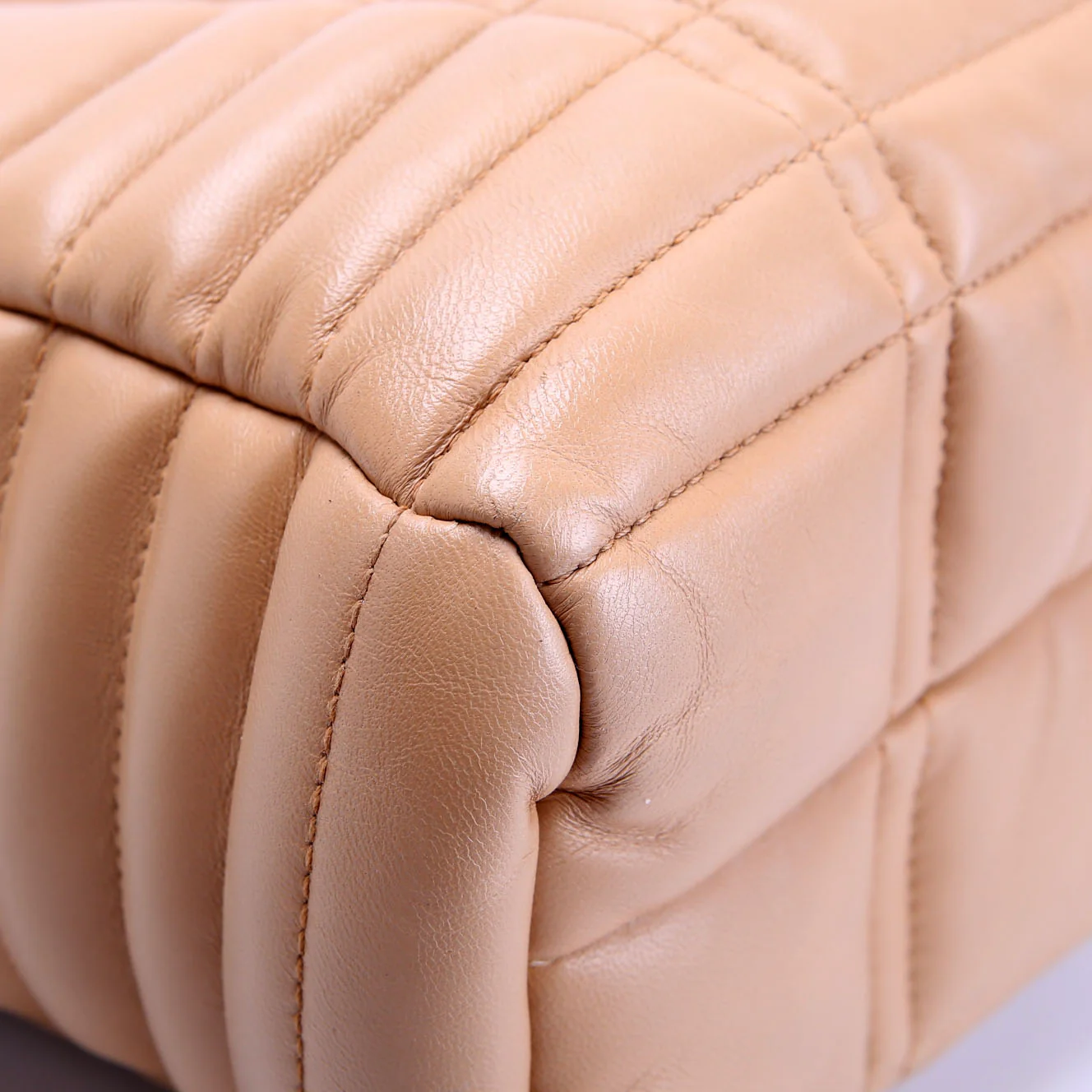 Lola Quilted Lamb Shopper Tote Medium Tan - Image 5