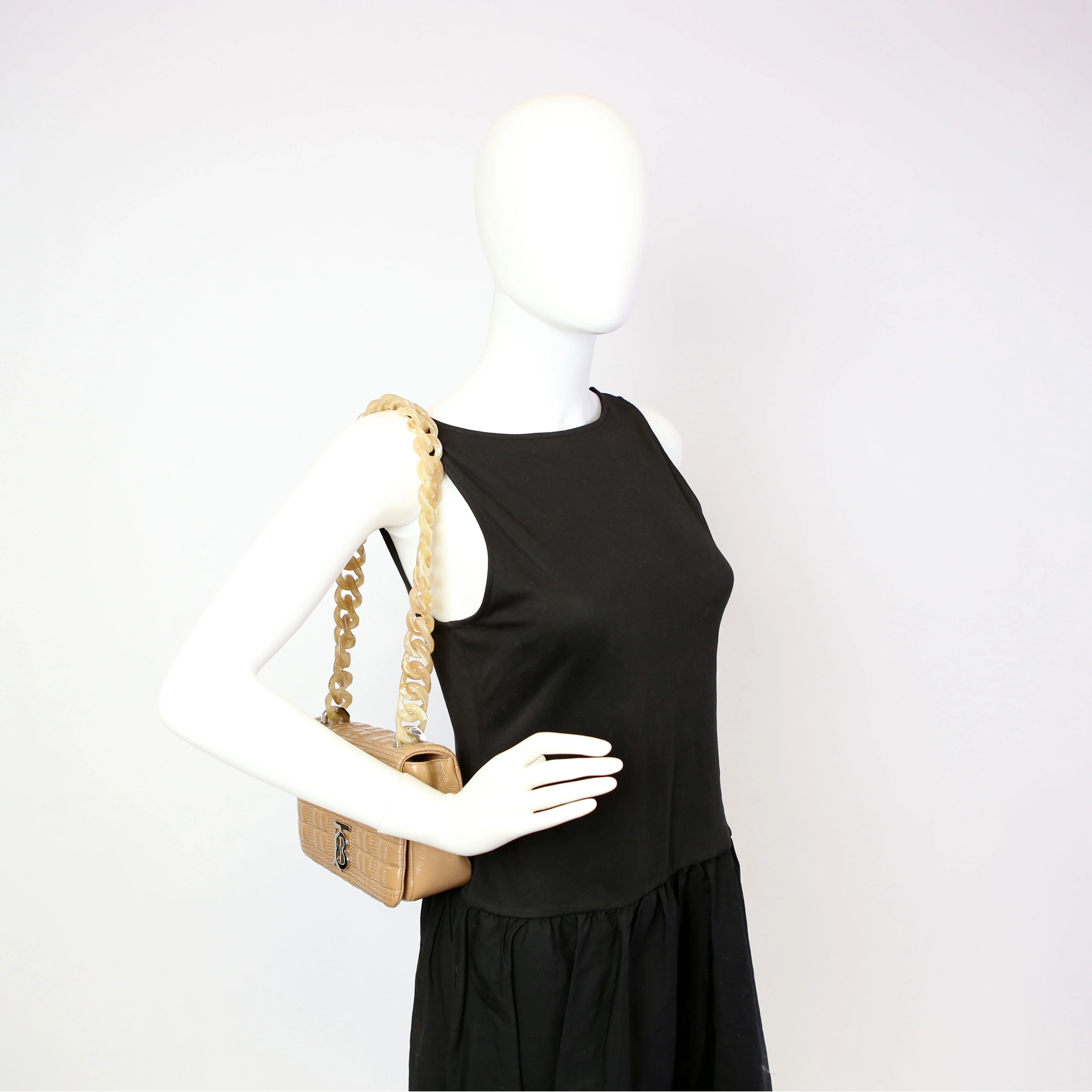 Lola Quilted Shoulder Small Tan - Image 11