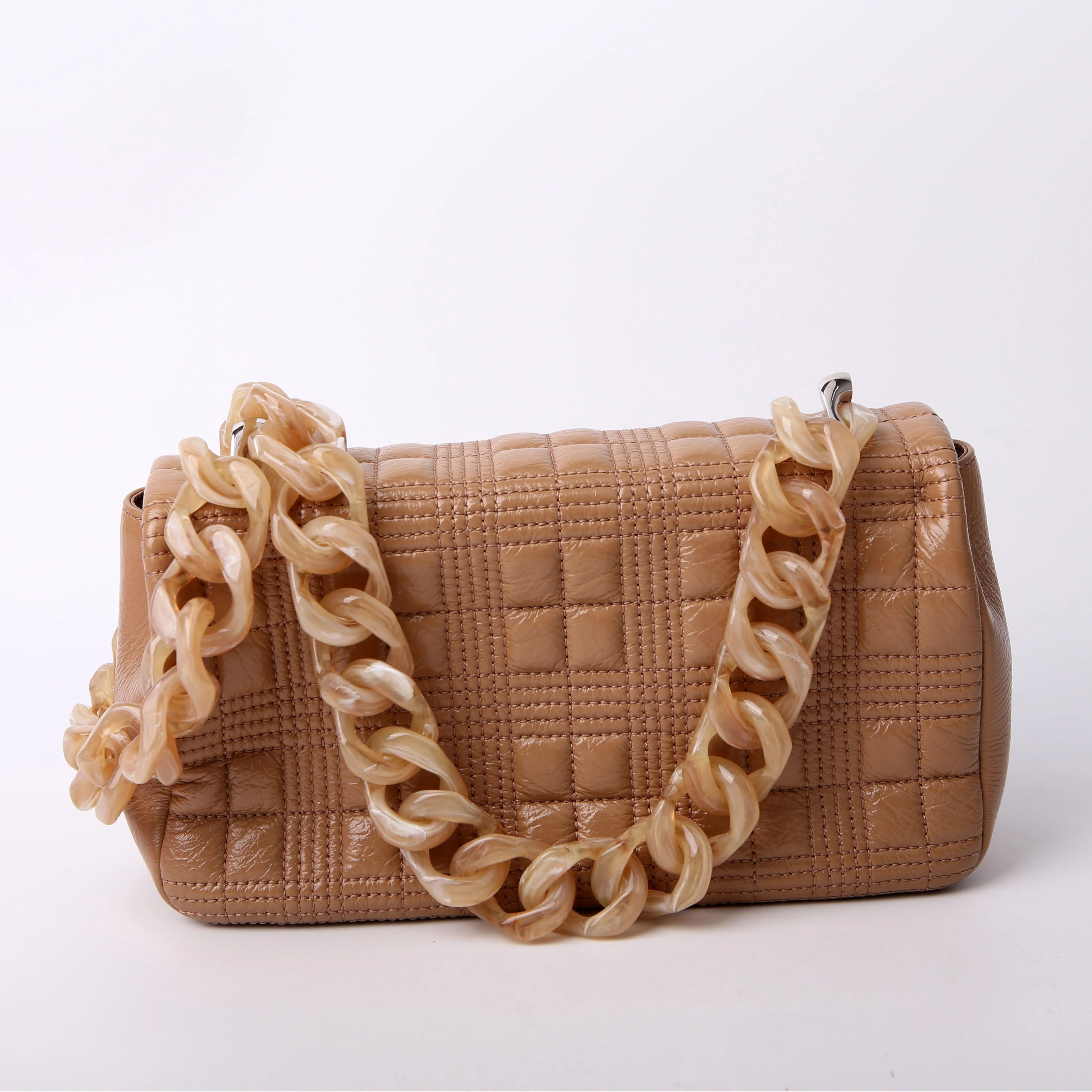 Lola Quilted Shoulder Small Tan - Image 3