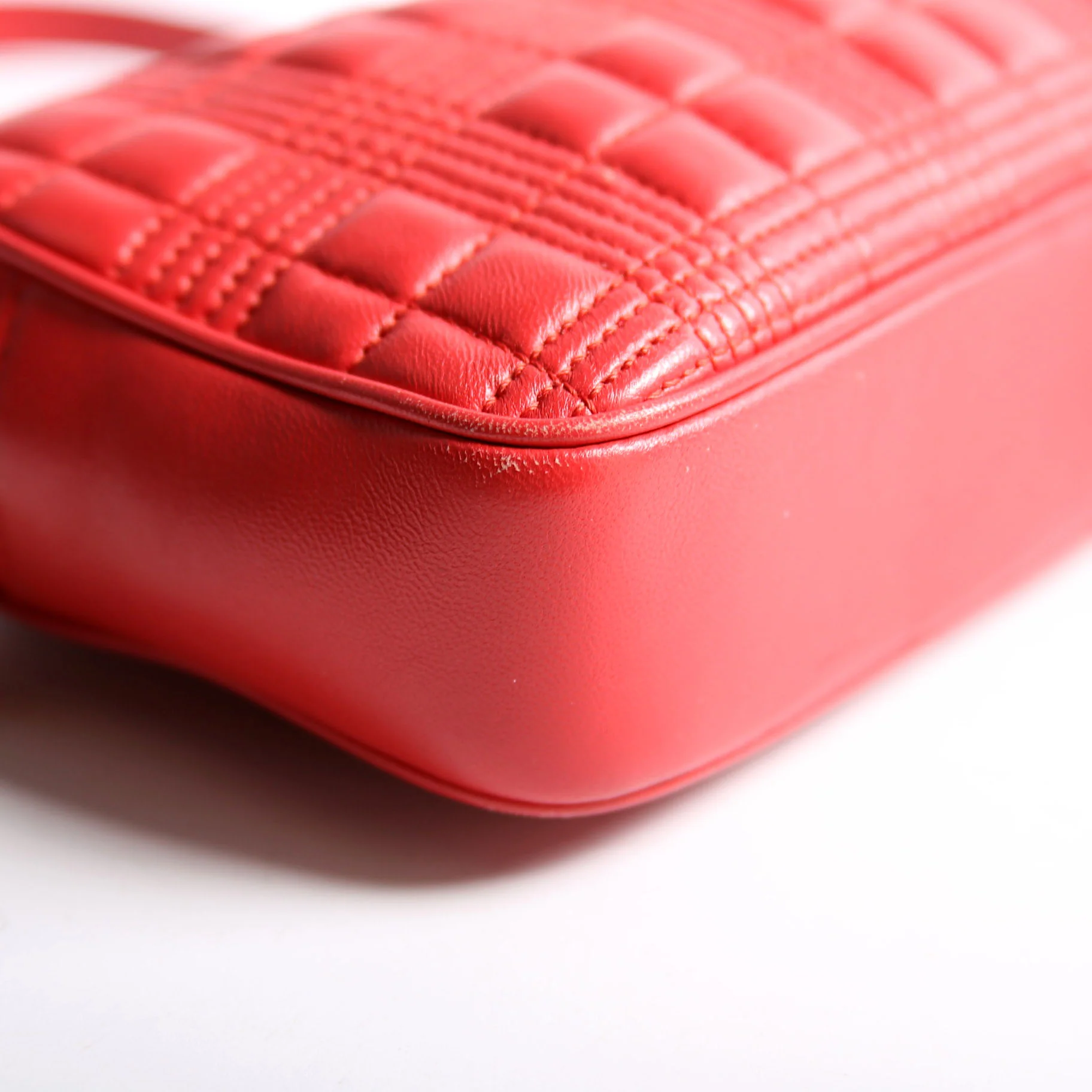 Lola Small Camera Bag Quilted Leather Red - Image 6