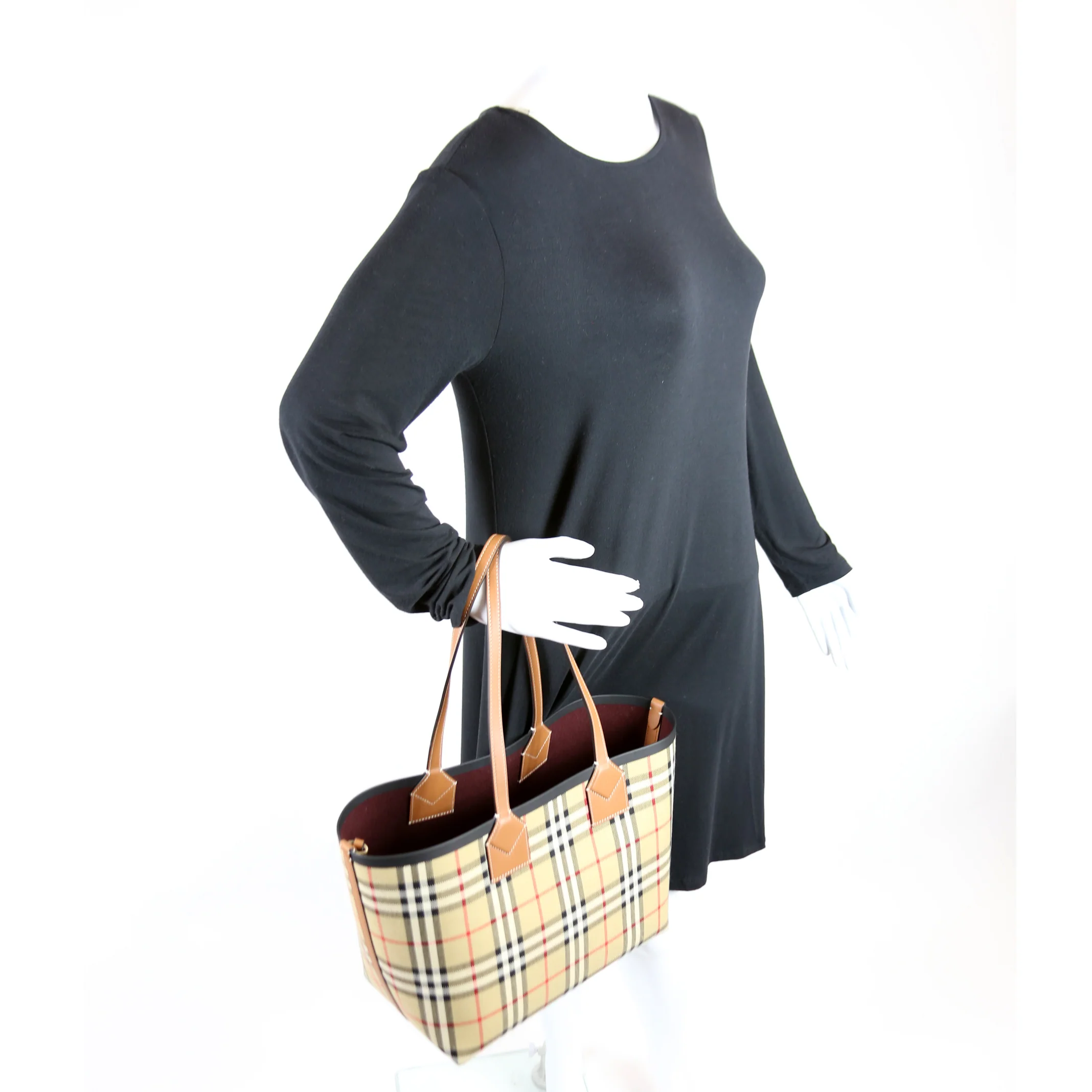 London Check Tote with Pouch Small - Image 9
