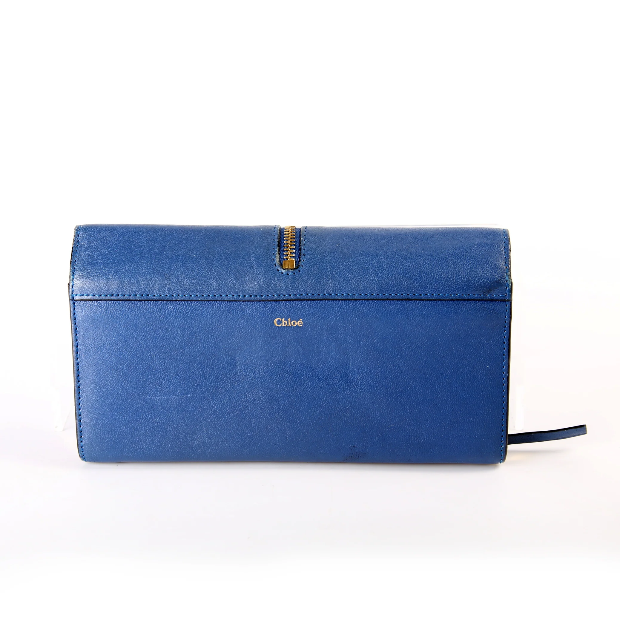 Long Flap Leather Wallet Blue - Image 2