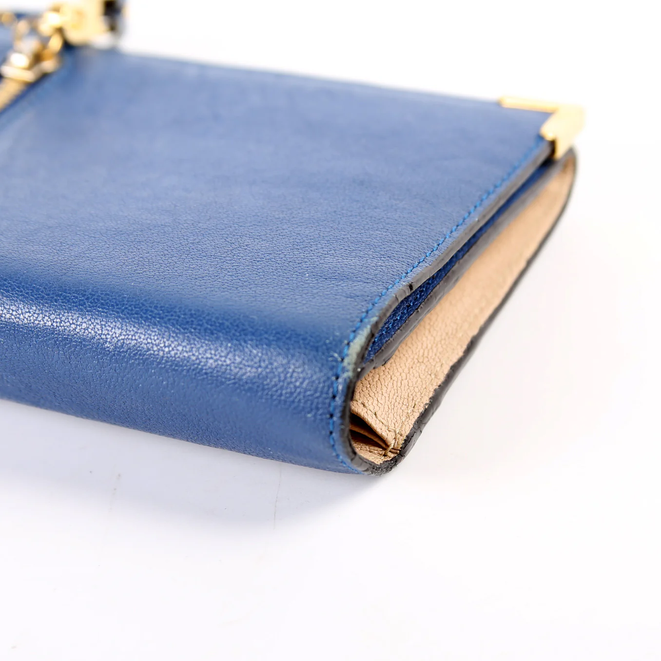 Long Flap Leather Wallet Blue - Image 9