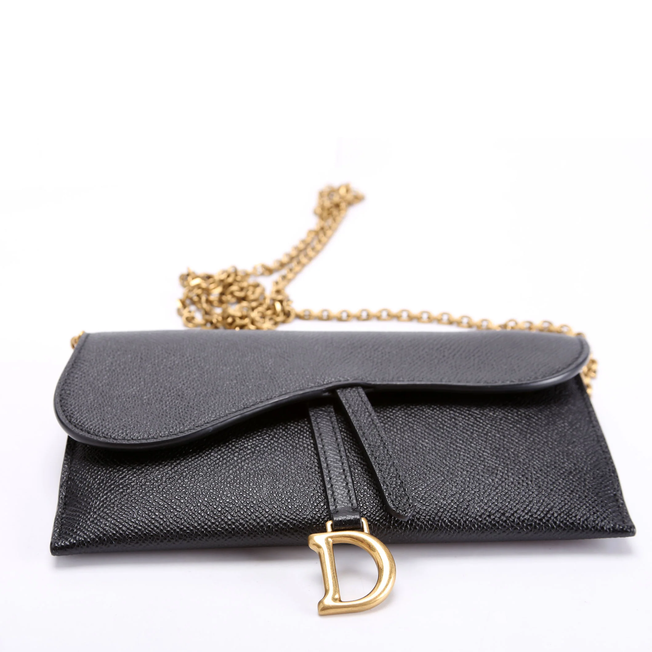 Long Saddle Wallet With Chain Leather Black - Image 4