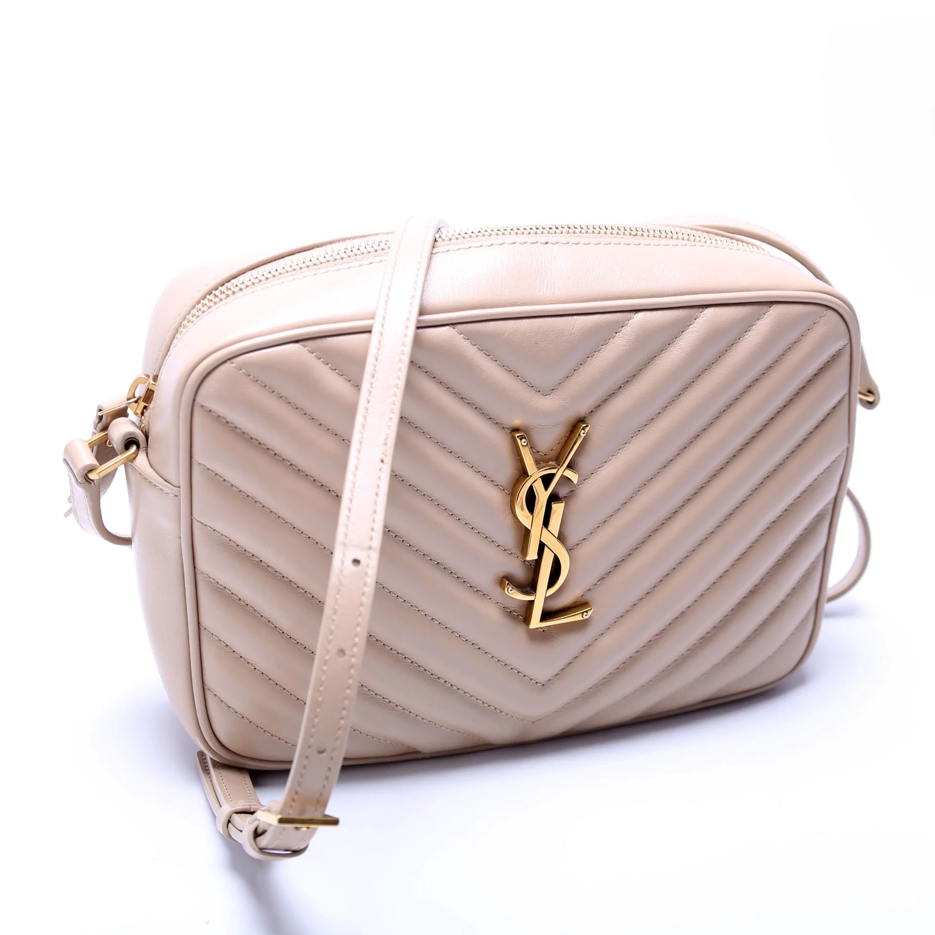 Lou Camera Bag Quilted Beige/Gold - Image 2