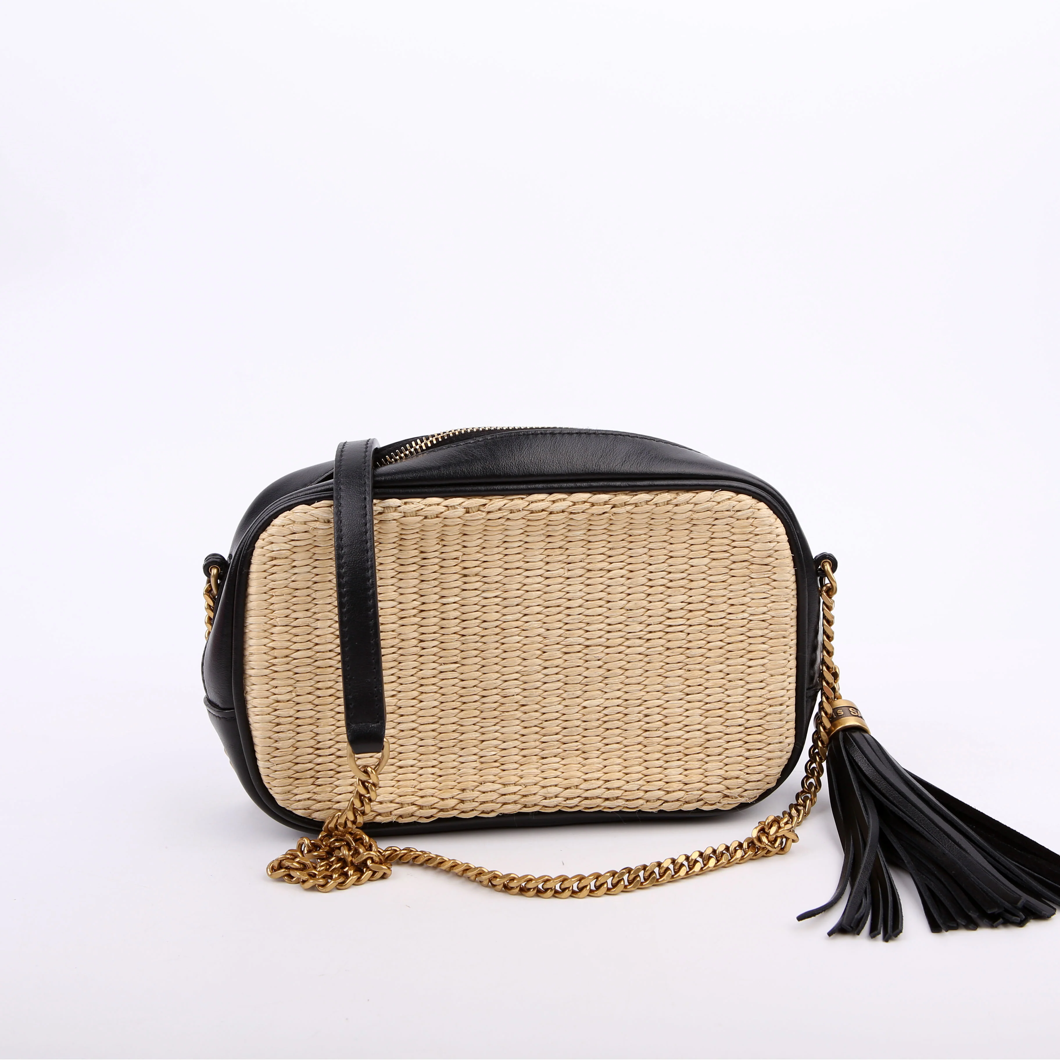 Lou Camera Bag Raffia Tan/Black - Image 3