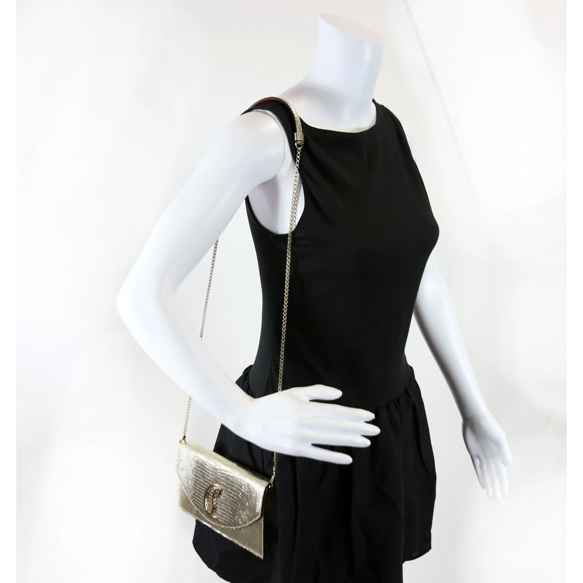 Loubi54 Lizard Embossed Clutch Gold - Image 10