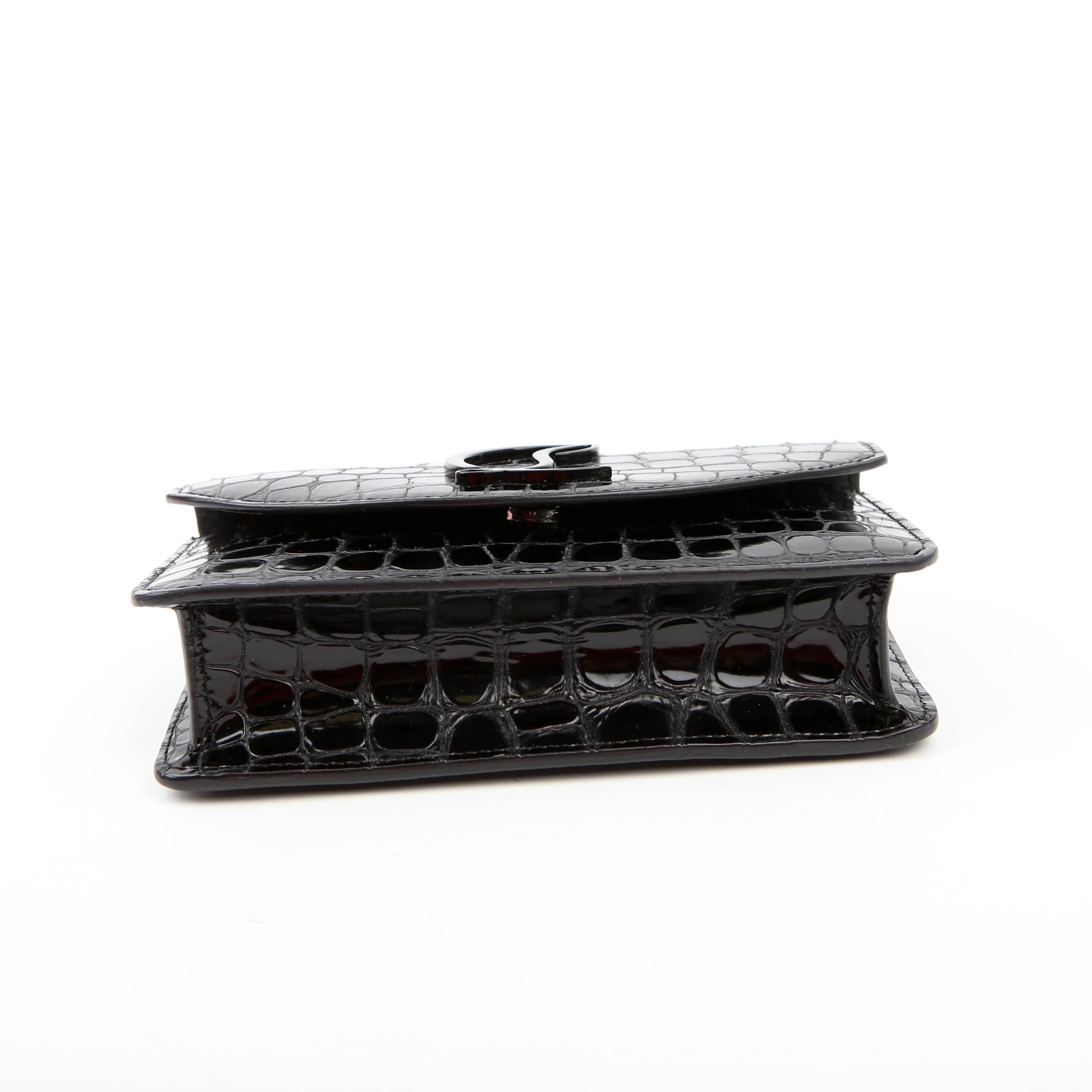 Loubi54 Small Chain Croc Embossed Black - Image 4