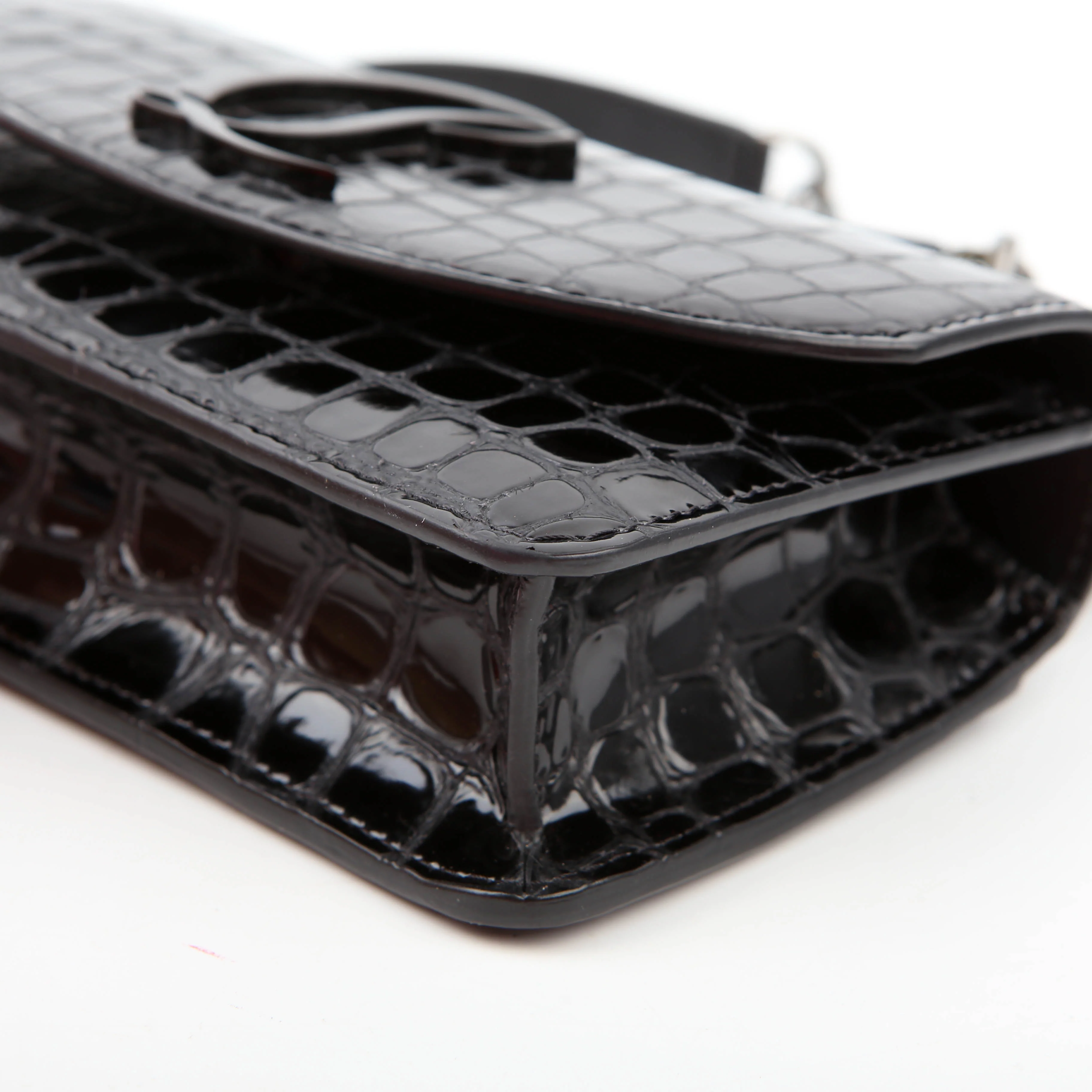 Loubi54 Small Chain Croc Embossed Black - Image 6