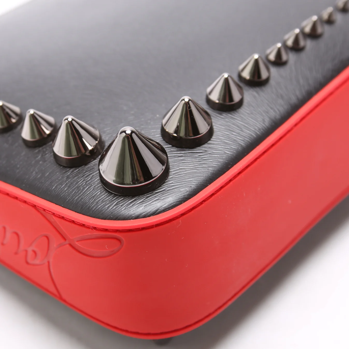 Loubila Spikes Pouch On Chain Textured Calfskin Black - Image 5