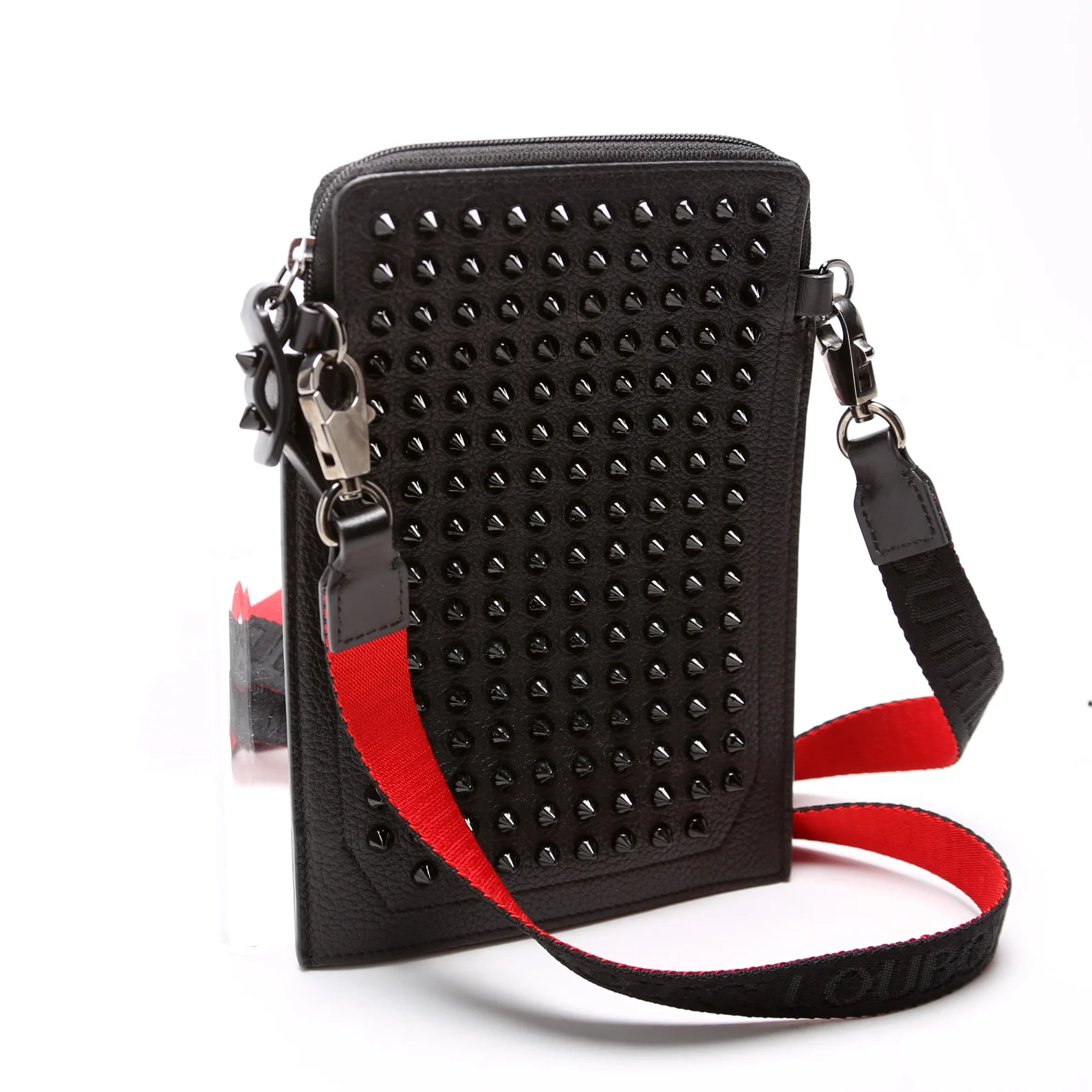 Loubilab Spikes Calfskin Phone Pouch Crossbody Black - Image 2