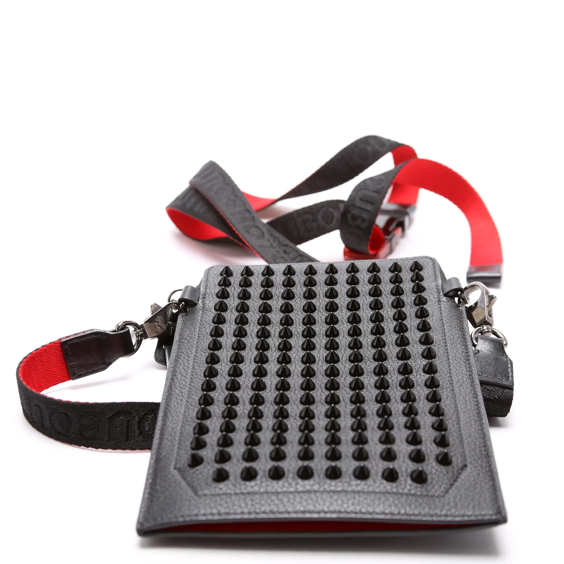 Loubilab Spikes Calfskin Phone Pouch Crossbody Black - Image 4