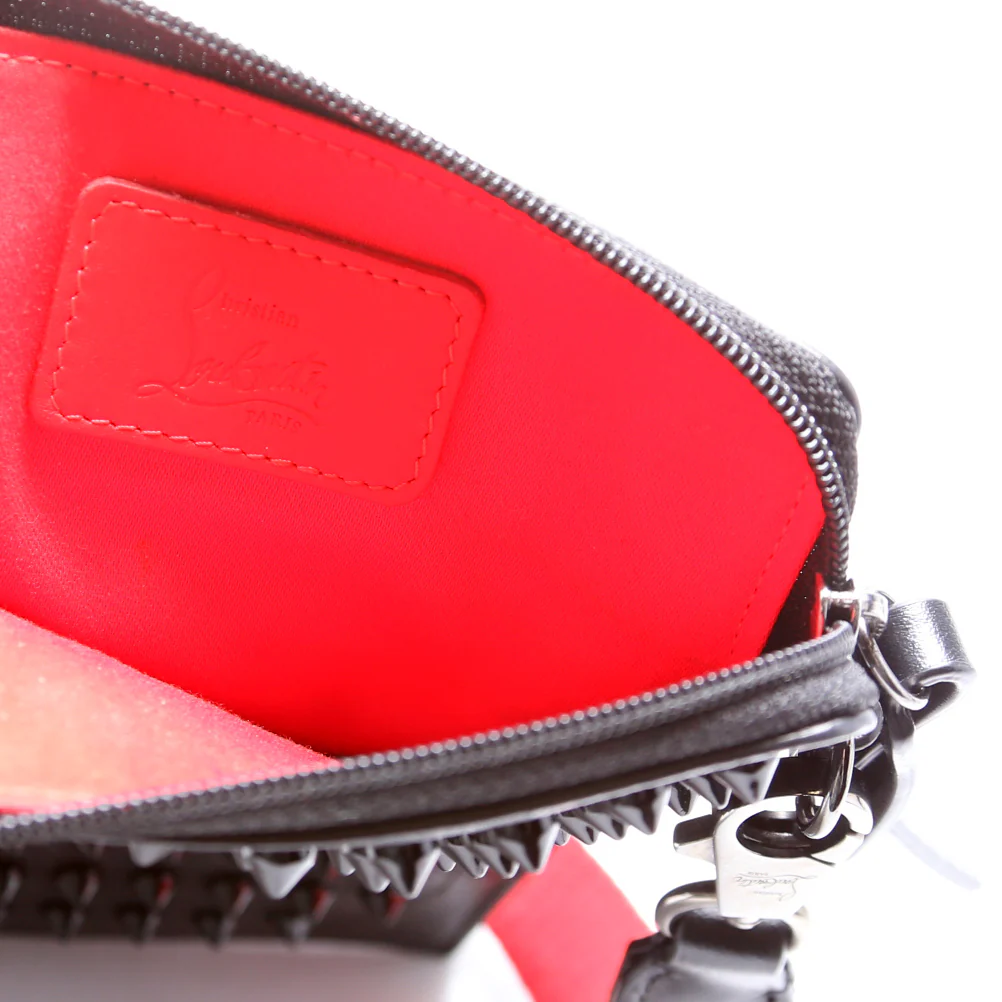 Loubilab Spikes Calfskin Phone Pouch Crossbody Black - Image 7