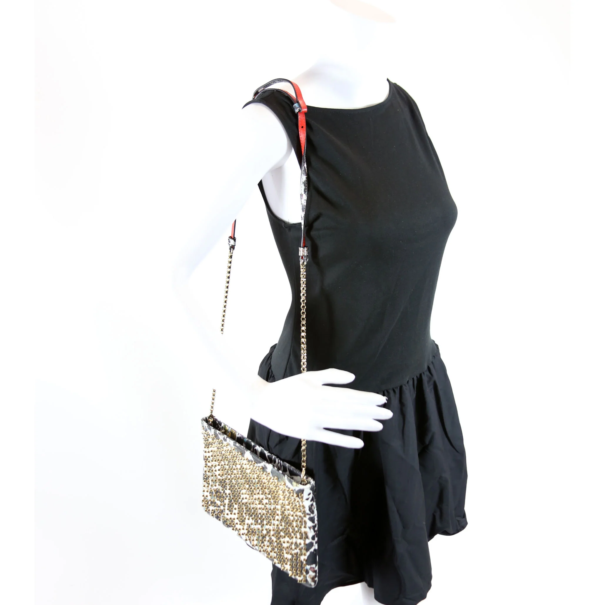 Loubiposh NV Spike Clutch Black/White/Gold - Image 9
