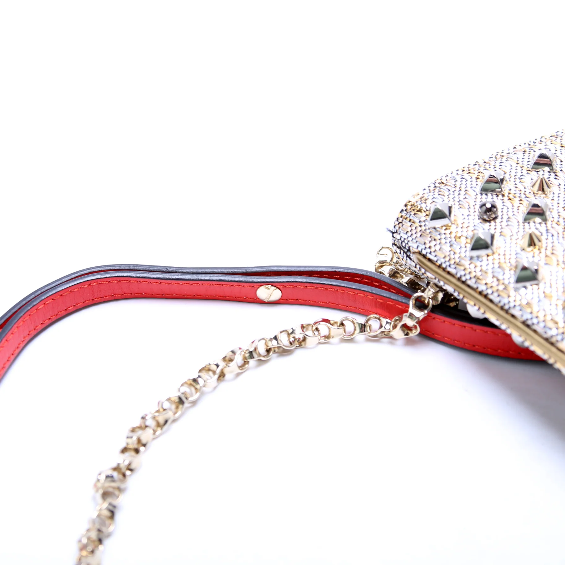 Loubiposh NV Spike Raffia Clutch Metallic - Image 6