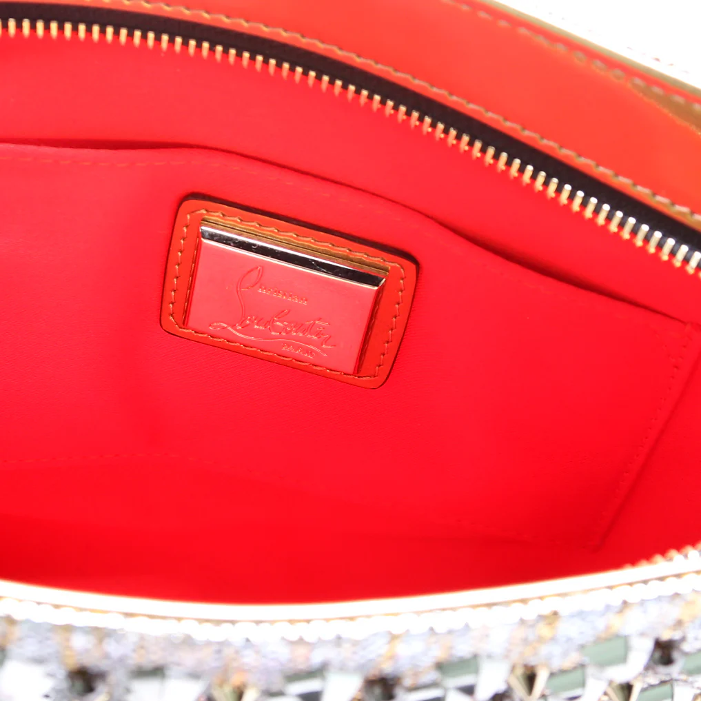 Loubiposh NV Spike Raffia Clutch Metallic - Image 7