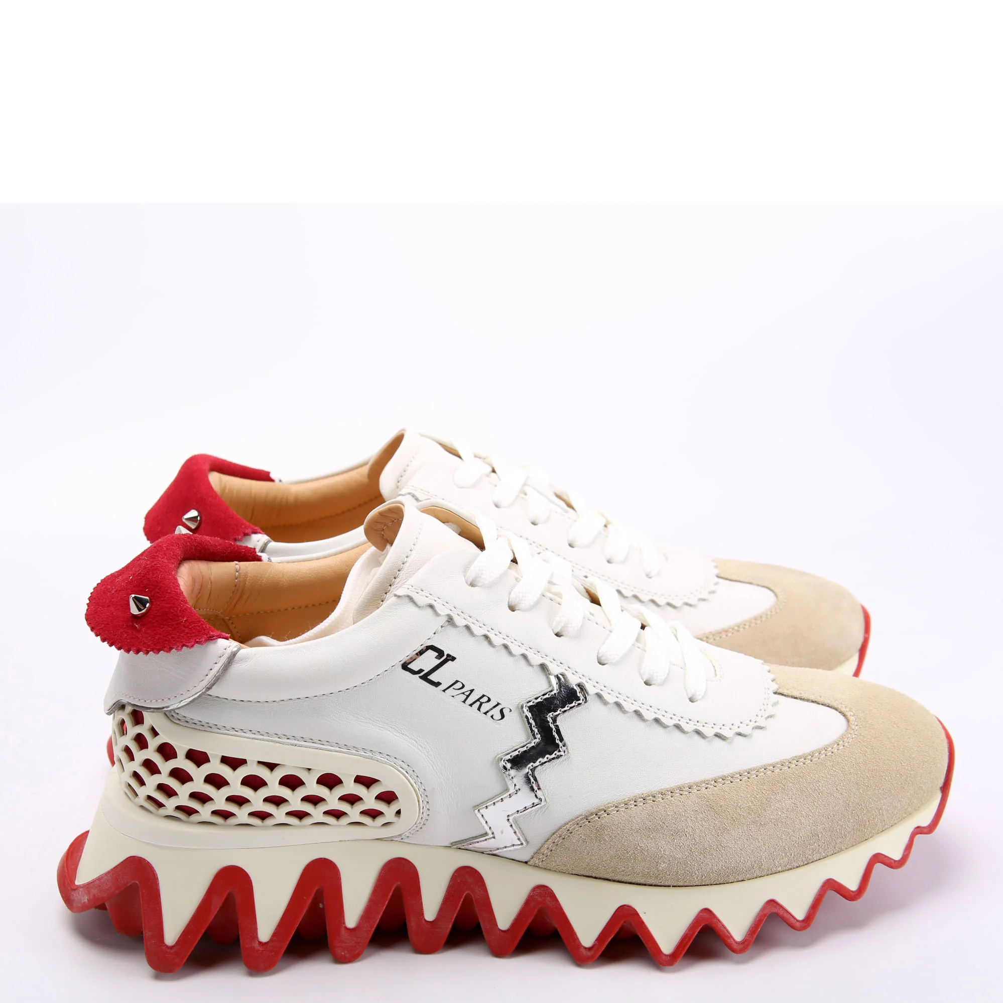 Loubishark Sneakers Size 36.5 White/Red - Image 3