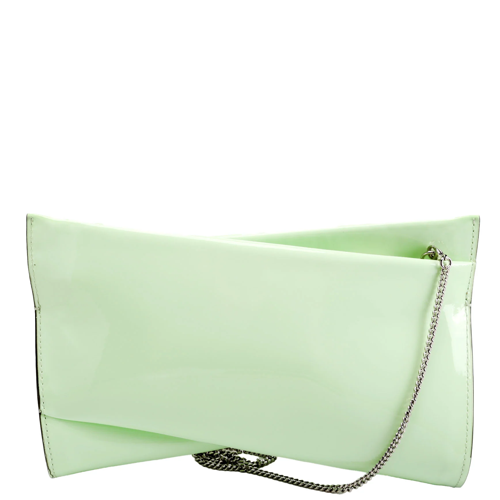 Loubitwist Patent Zip Chain Clutch Green