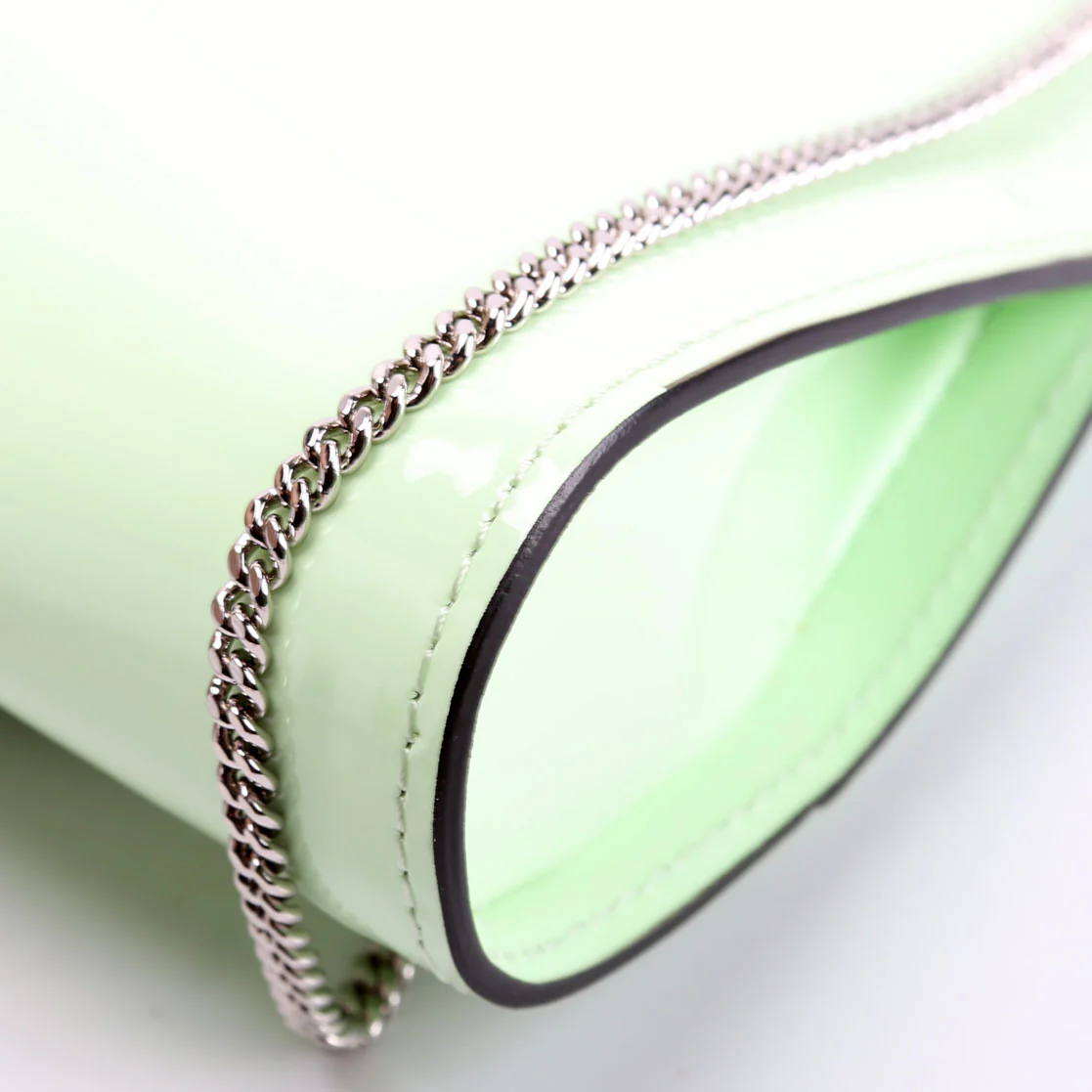 Loubitwist Patent Zip Chain Clutch Green - Image 6