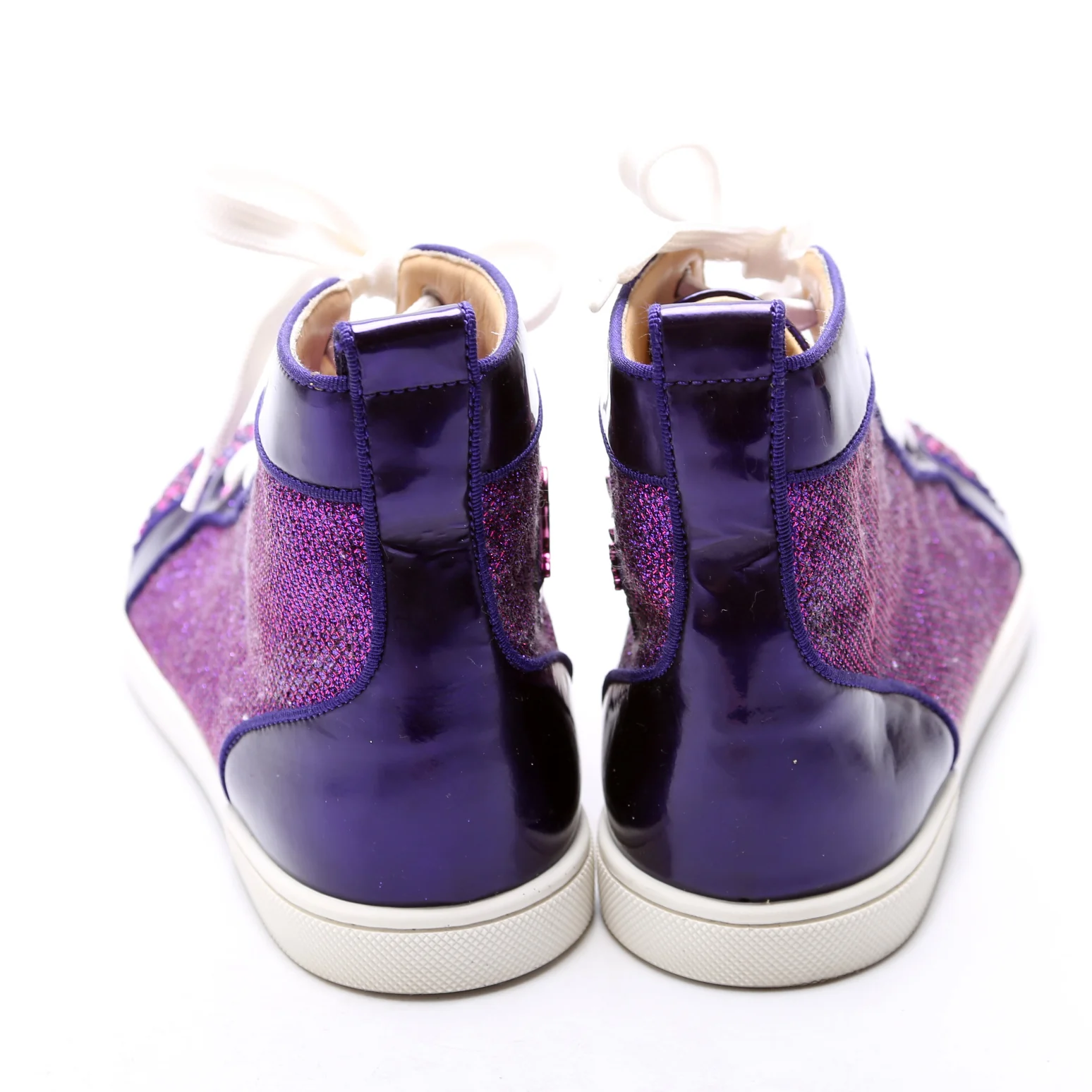 Louis Orlato Flat Lame/Rhinestone Sneakers Size 39.5 Purple - Image 4