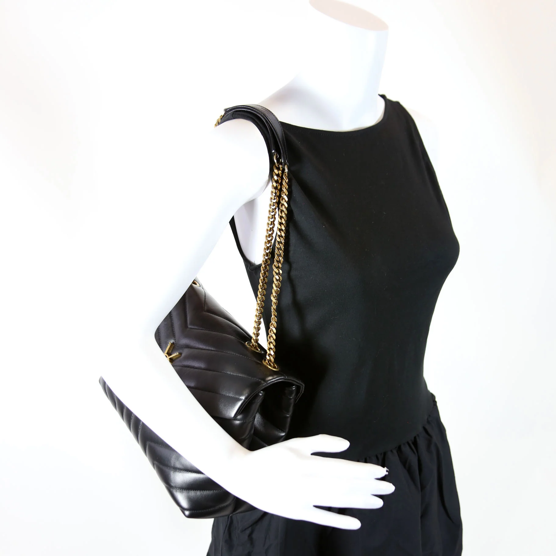 Loulou Medium Quilted Black/Gold - Image 10