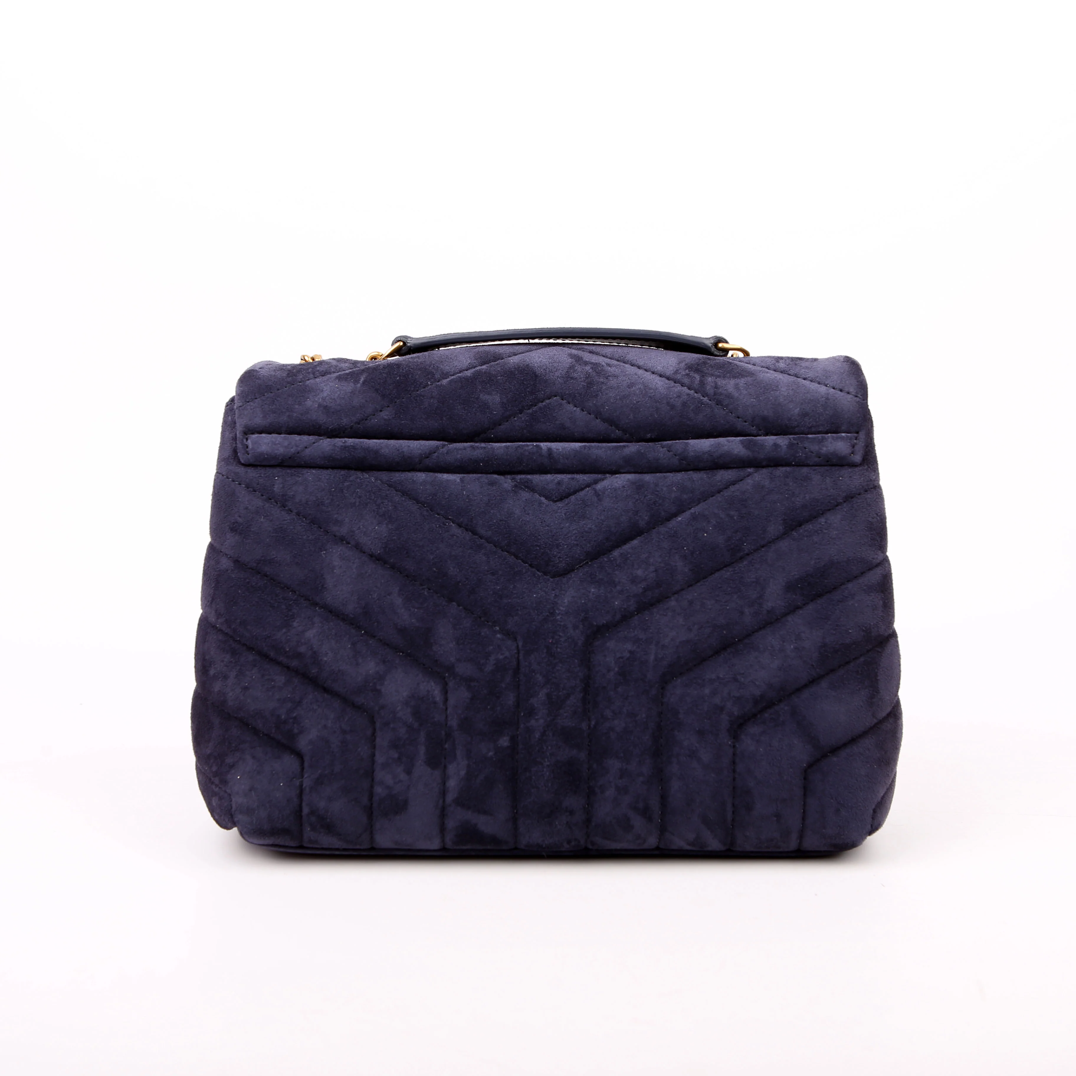 Loulou Satchel Small Suede Navy - Image 3