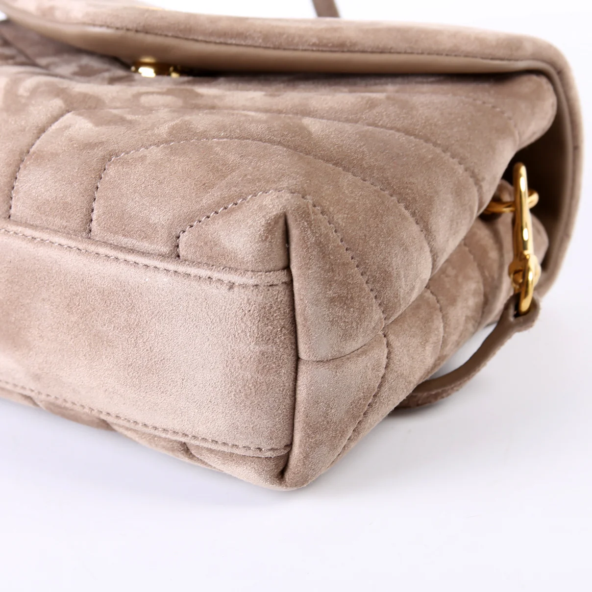 Loulou Suede Satchel Toy Crossbody Taupe - Image 7