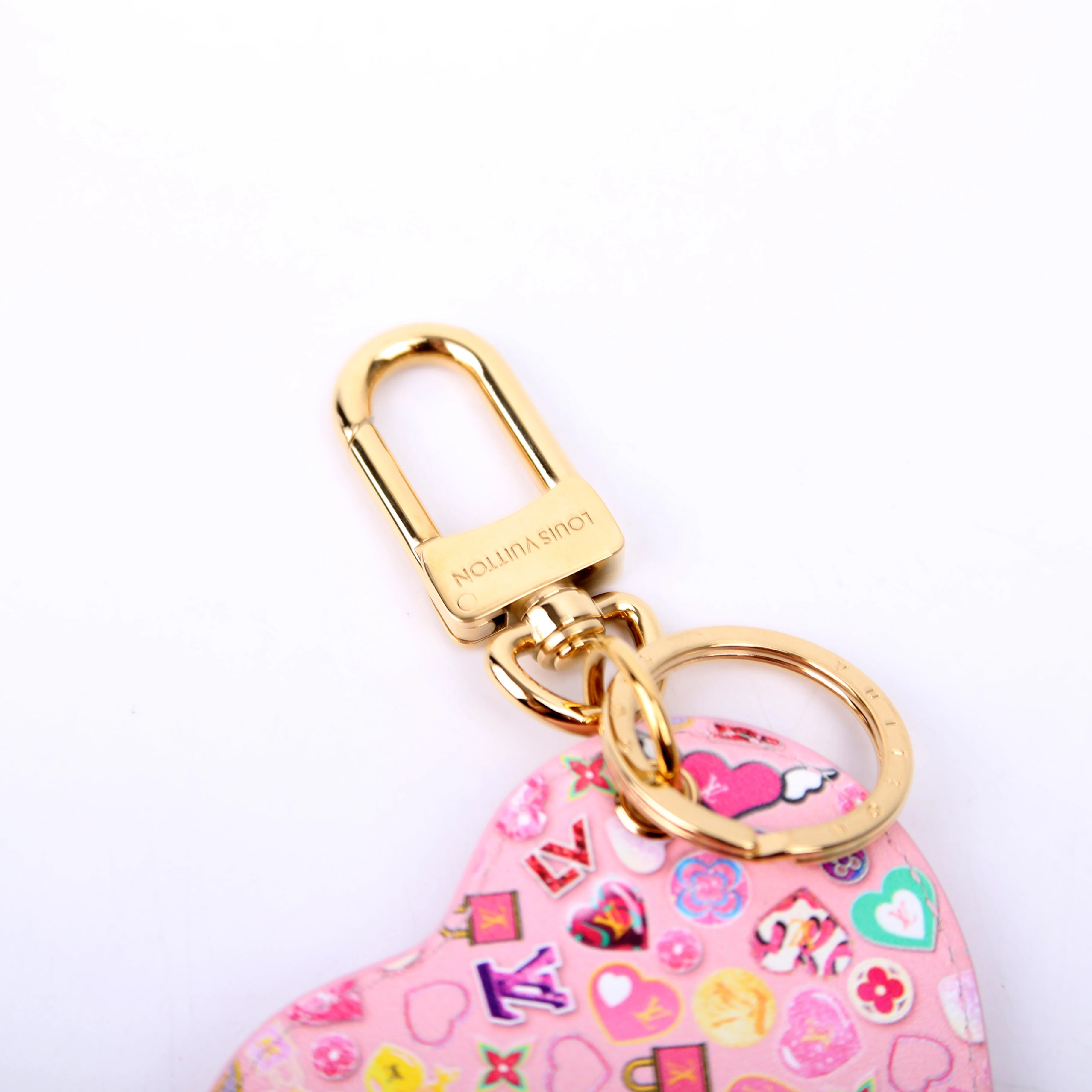 Love Lock Heart Vernis Key Ring Bag Charm Pink - Image 3