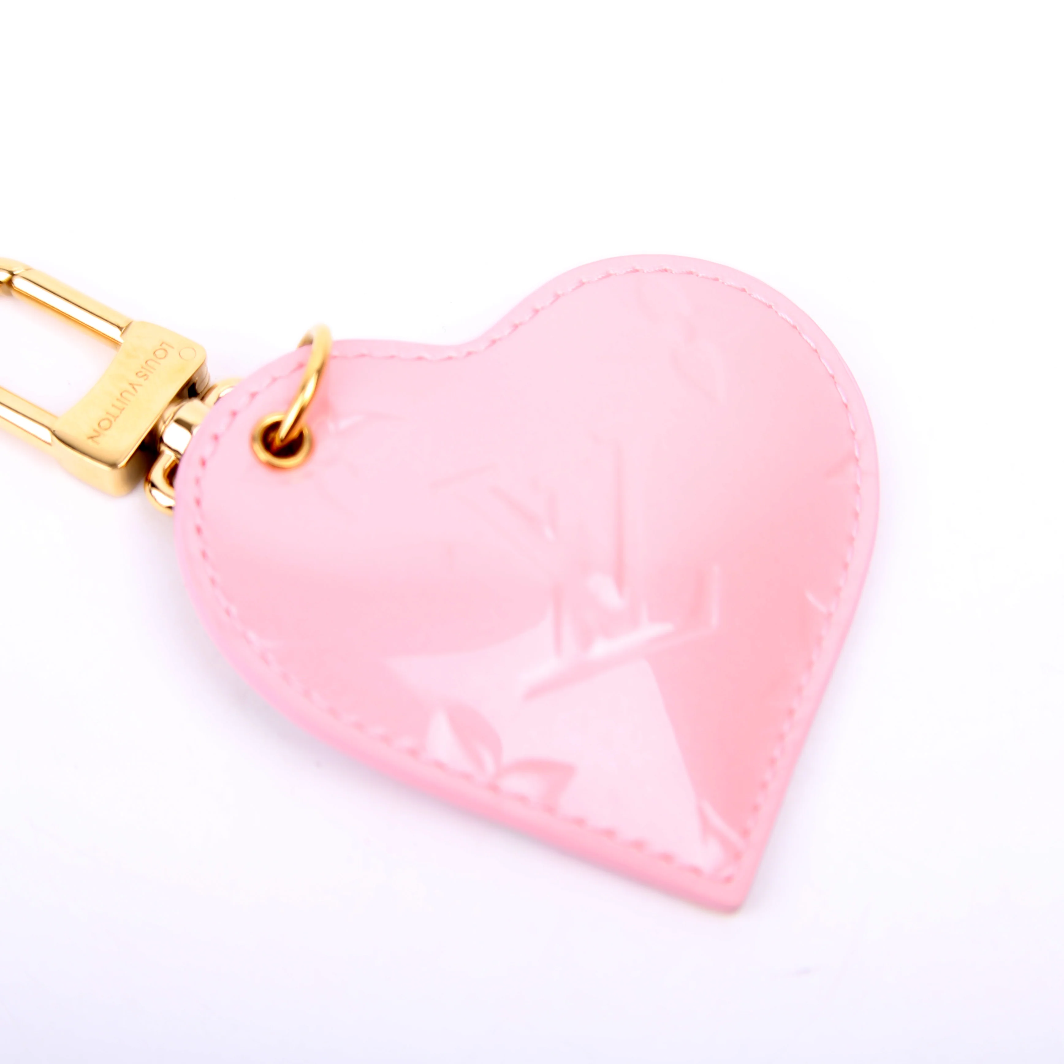 Love Lock Heart Vernis Key Ring Bag Charm Pink - Image 4