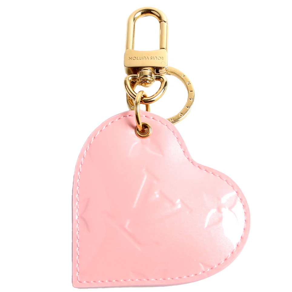Love Lock Heart Vernis Key Ring Bag Charm Pink