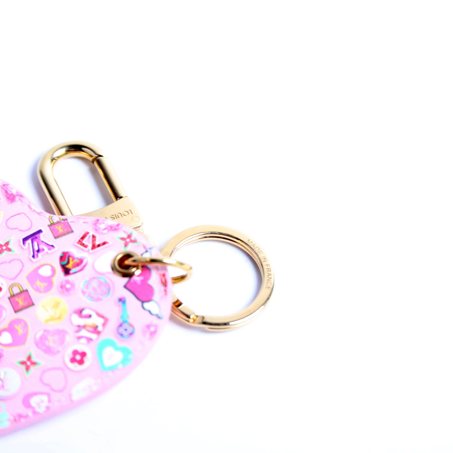 Love Lock Heart Vernis Key Ring Bag Charm Pink - Image 7