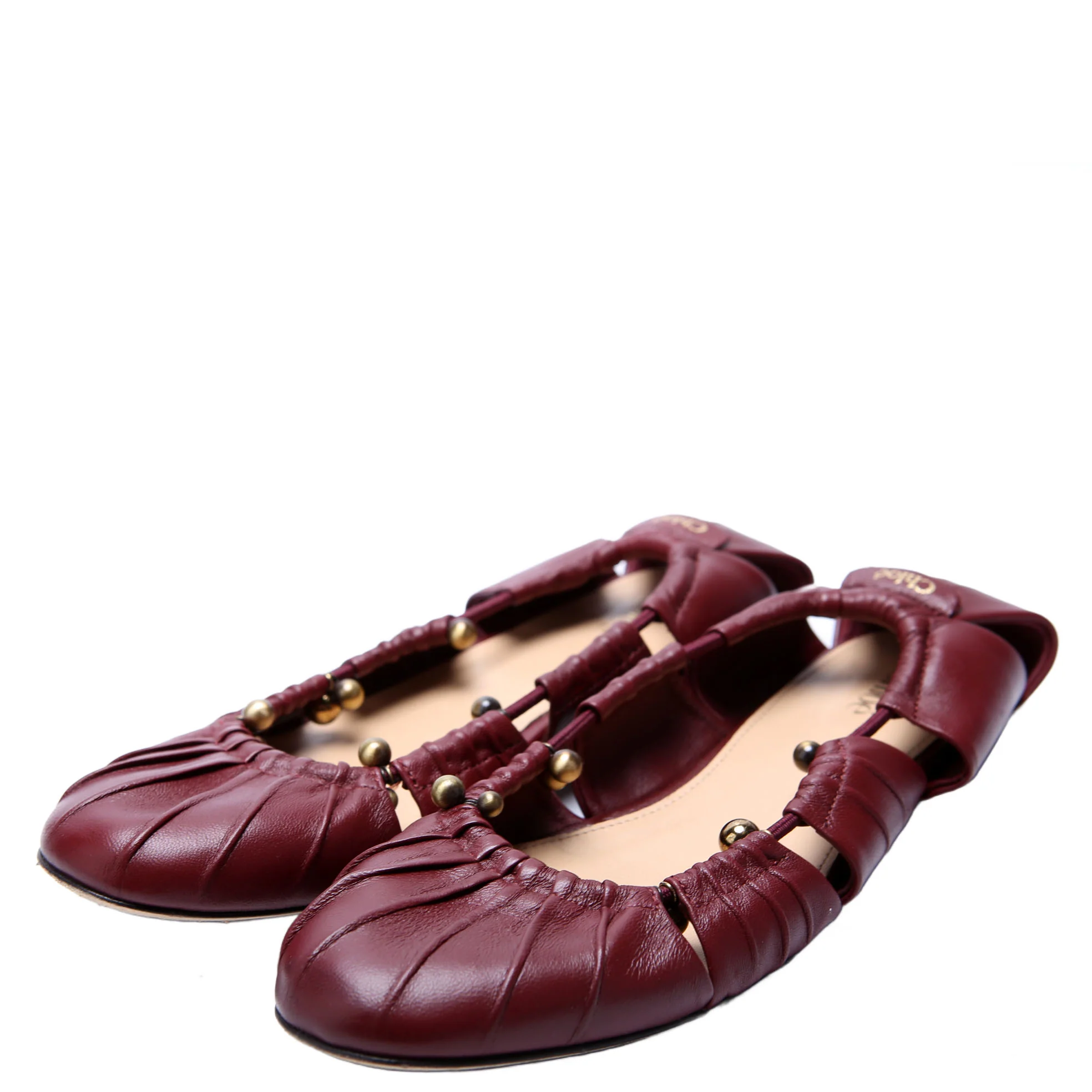 Luna Cutout Ballet Flats Size 37 Burgundy