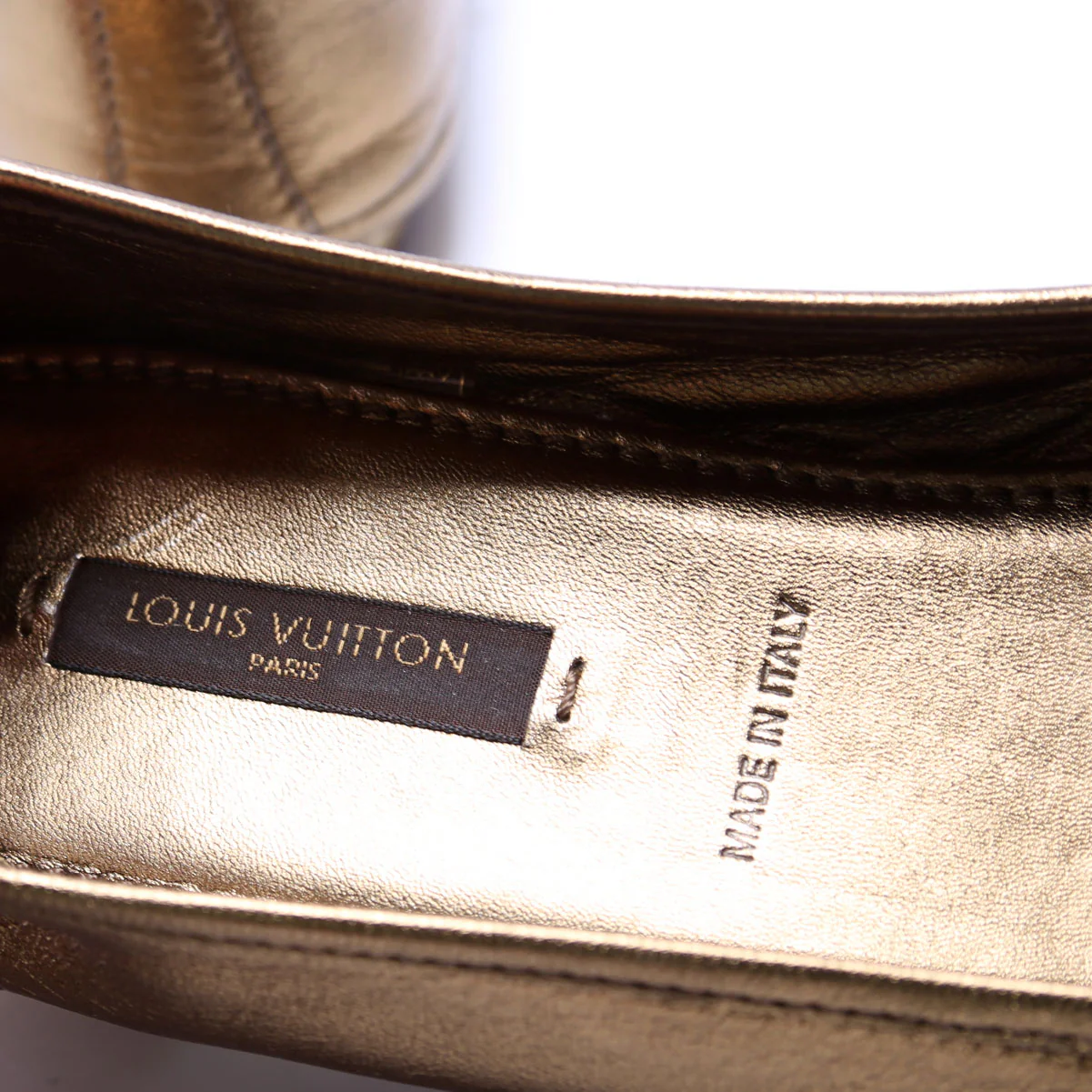 LV Bronze Leather Ballet Flats Size 35.5 - Image 5