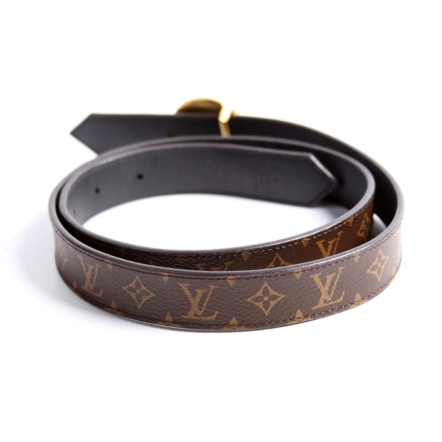 LV Circle 25MM Reversible Leather/Monogram Belt Size 80/32 - Image 3