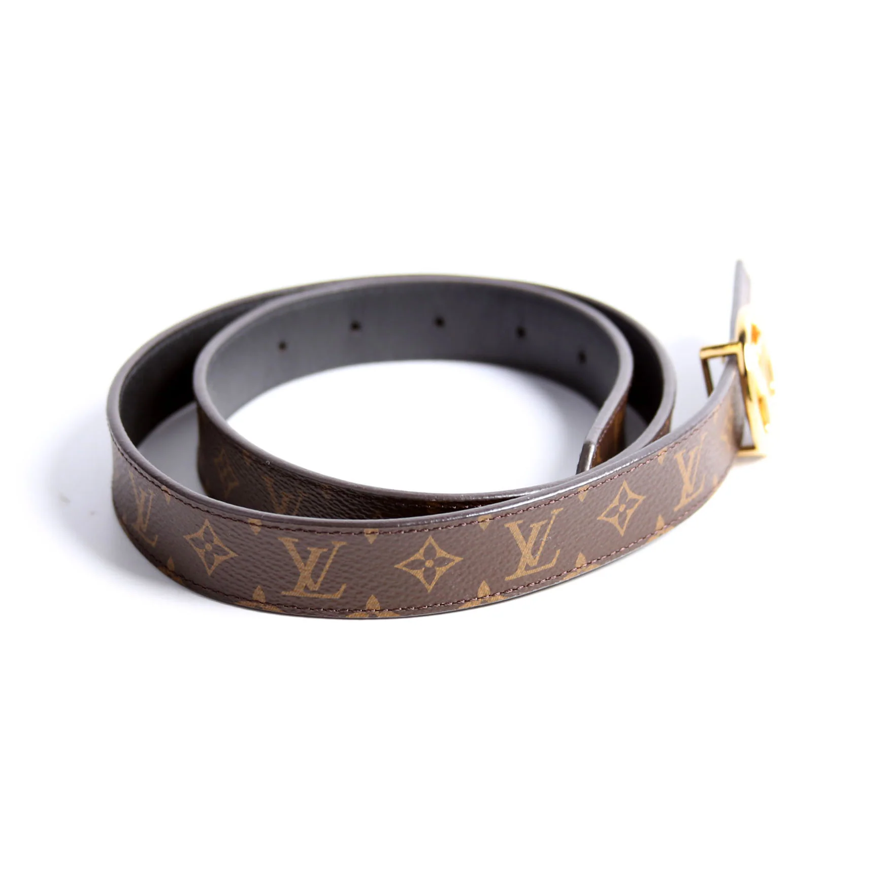 LV Circle 25MM Reversible Leather/Monogram Belt Size 80/32 - Image 4