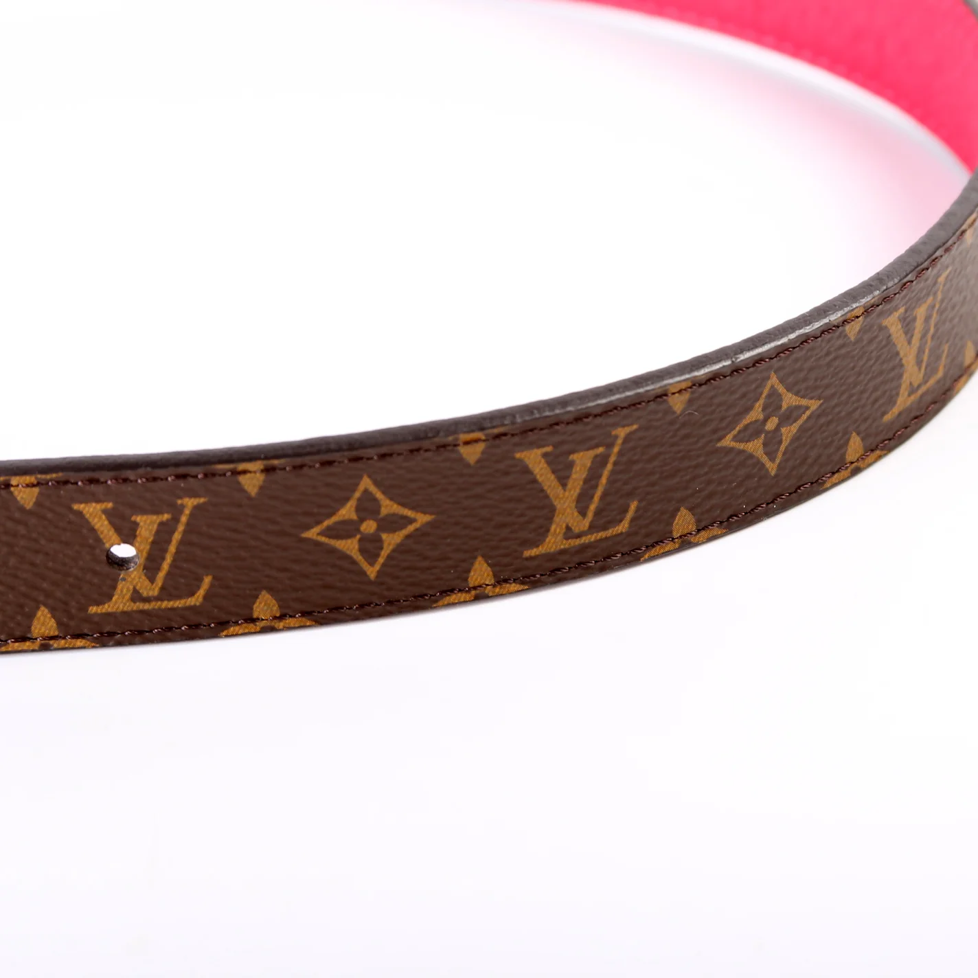 LV Circle 25MM Reversible Leather/Monogram Belt Size 80/32 - Image 6